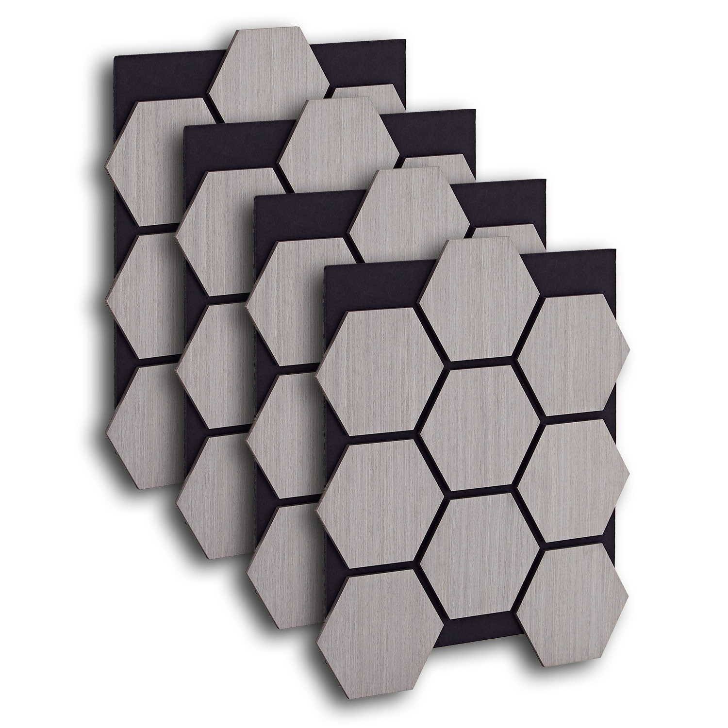 Acoustic Panels Wall Panels Hexagon Honeycomb 76 x 62 cm Gray | Wood | 4-piece Set | 3D