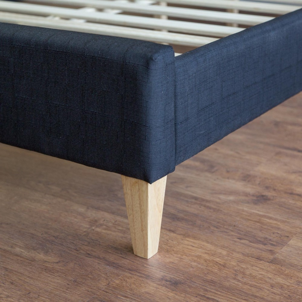 Upholstered bed 140x200 cm black | with slatted frame | double fabric bed frame