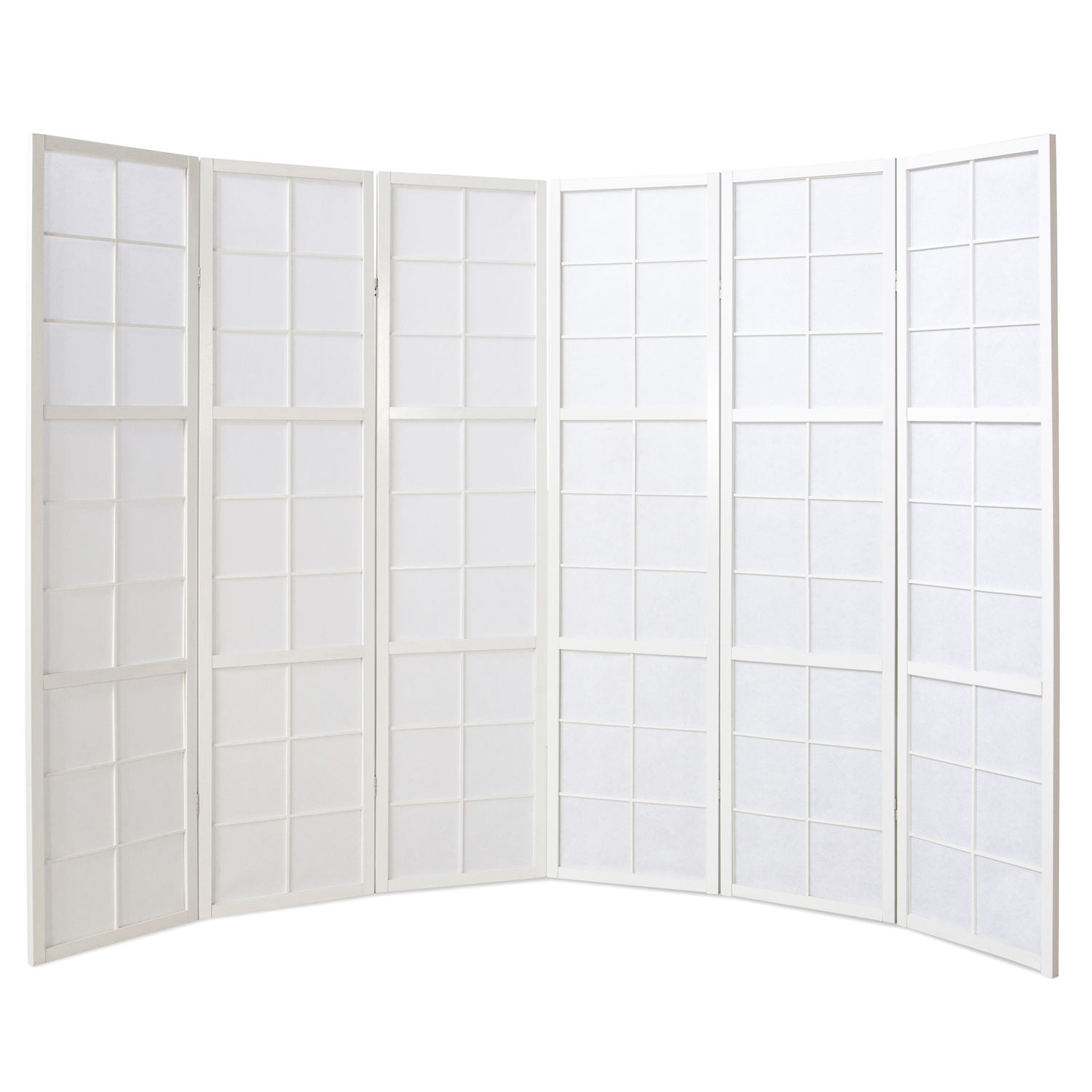White Shoji Rice Paper Screen | 6-panel | Wood | Room Divider, Partition, Privacy Screen