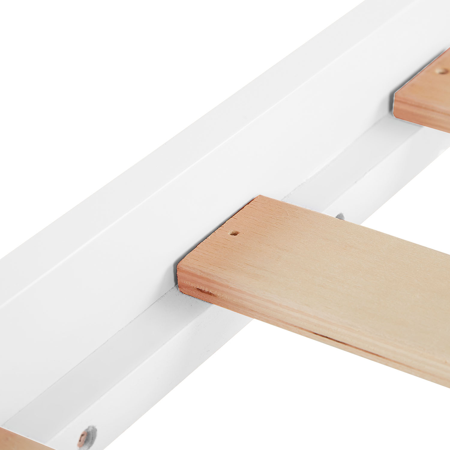 Wooden Bed 90x200 cm Natural White – Retro Single Bed with Slatted Base for Children's, Teenagers' & Guest Rooms