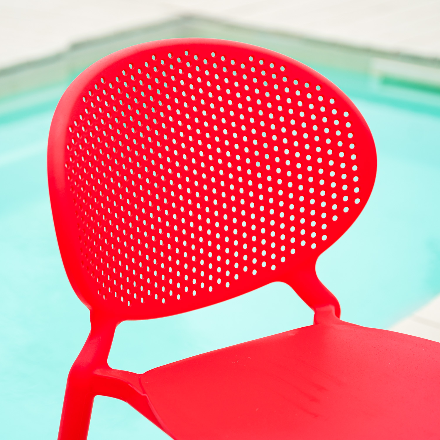 Modern Garden chair Set of 4 Red Camping chairs Outdoor chairs Plastic Stacking chairs Kitchen chairs