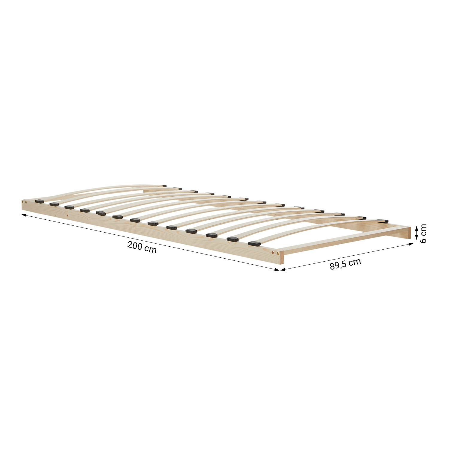 Comfort Bed 90x200 cm Natural | Senior Bed Height Adjustable with Slatted Frame | Single Bed | Wood