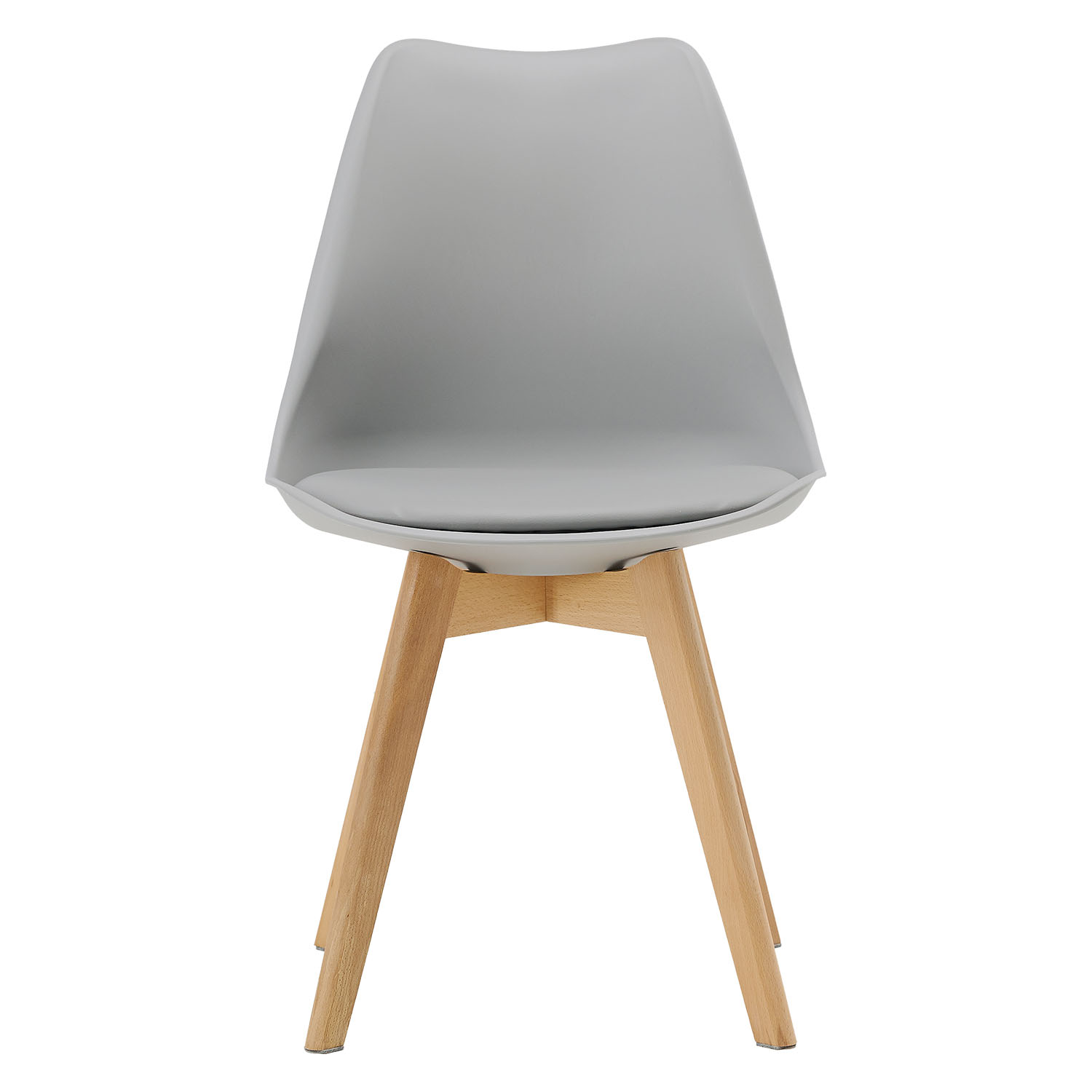 4 Grey Dining Chairs – Modern Plastic Design Chair with Wooden Legs | Set of 4 Contemporary Kitchen & Dining Chairs
