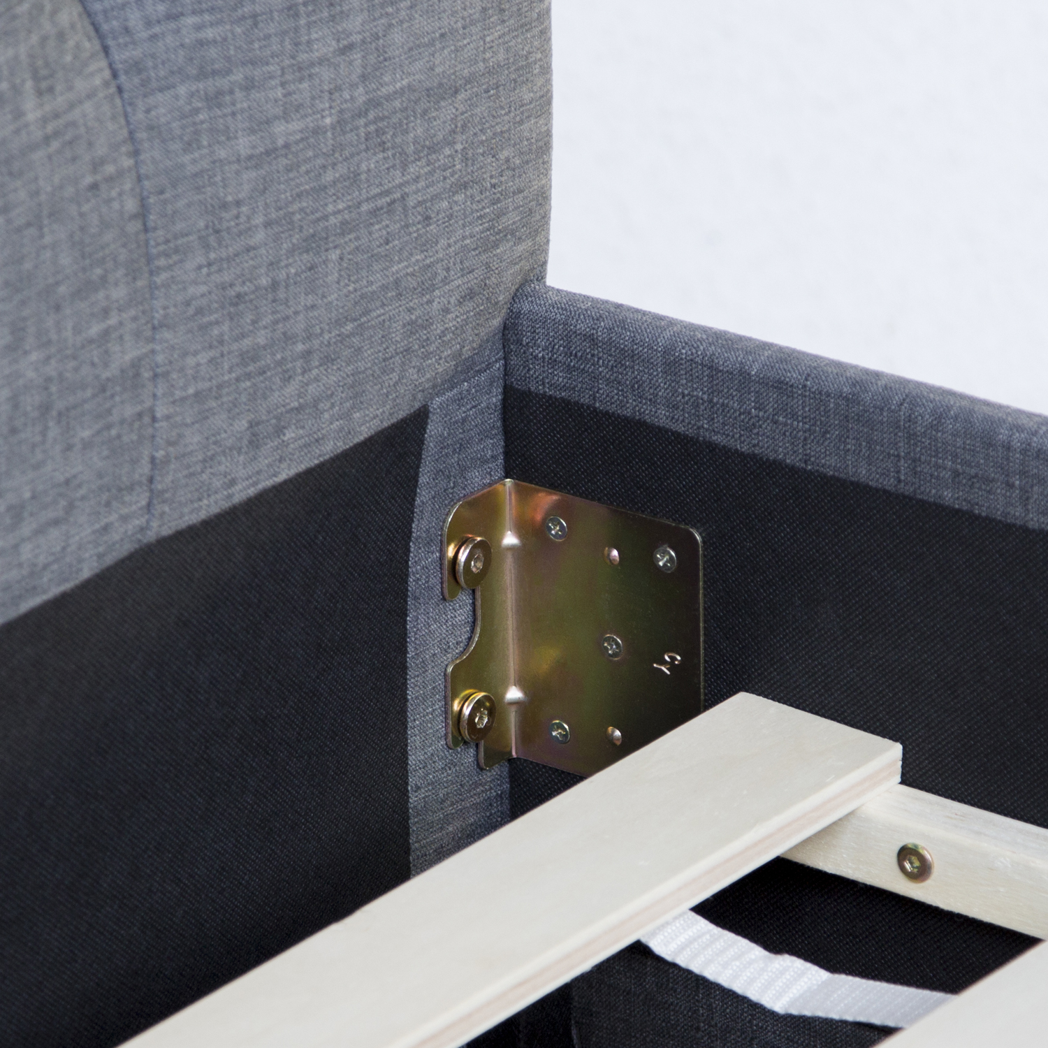 Upholstered bed 180x200 cm grey anthracite | with slatted frame | with 2 bed drawers | double fabric bed frame