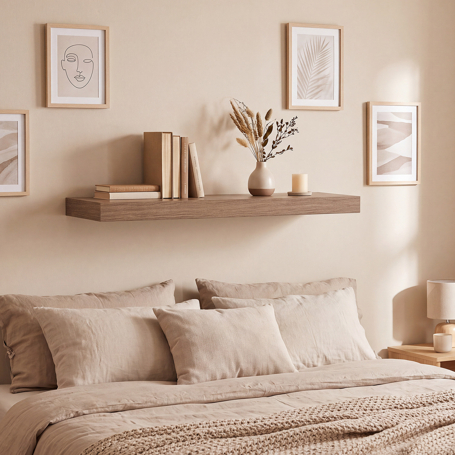 Floating Wall Shelf 60x23.5 cm Sonoma Dark Oak Effect Square Wooden Shelf for Living Room Bedroom Kitchen