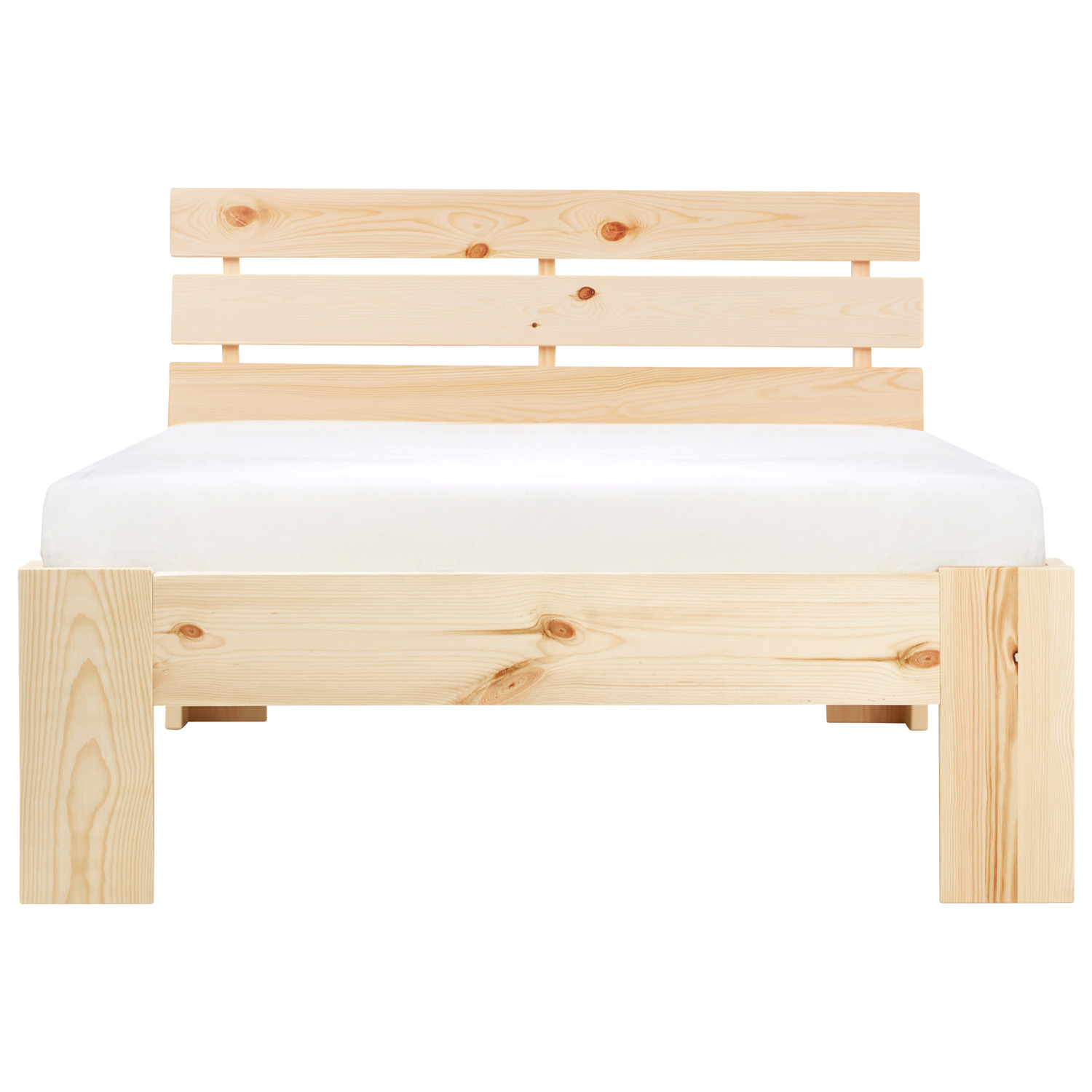 Lit simple en bois 90x200 avec sommier à lattes naturelle pin Cadre de lit en bois massif