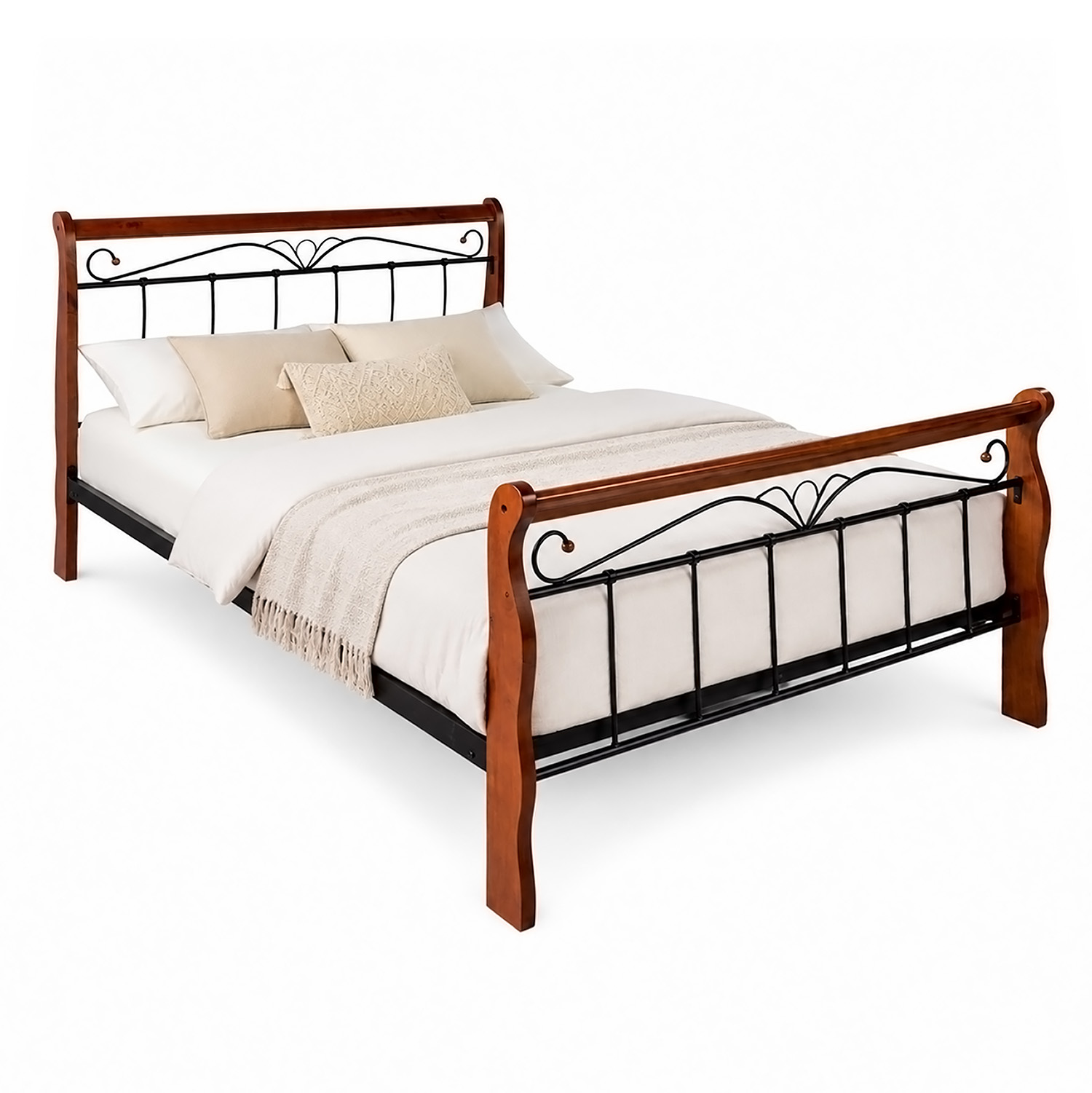 Metal Bed 160x200 Black Daybed Double Bed Youth Bed with Slatted Frame