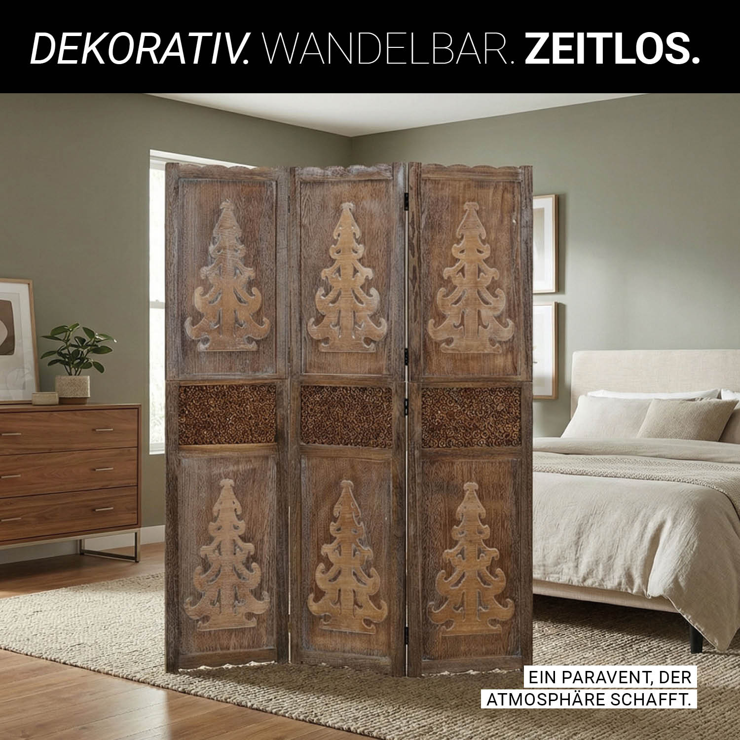 Paravent Brown Decorations | 3-panel | Wood | Room Divider Partition Privacy Screen