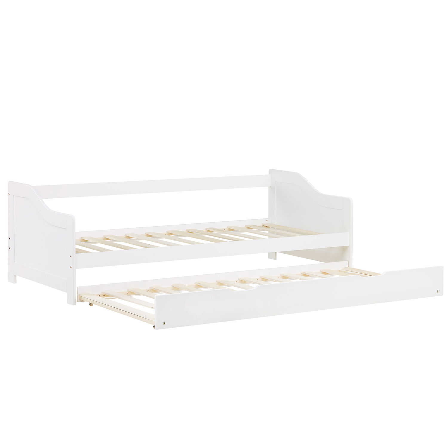 Wooden Bed 90x200 cm White | Pull-out | Bunk Bed | With Mattress | Pull-out Bed, Duo Bed, Functional Bed