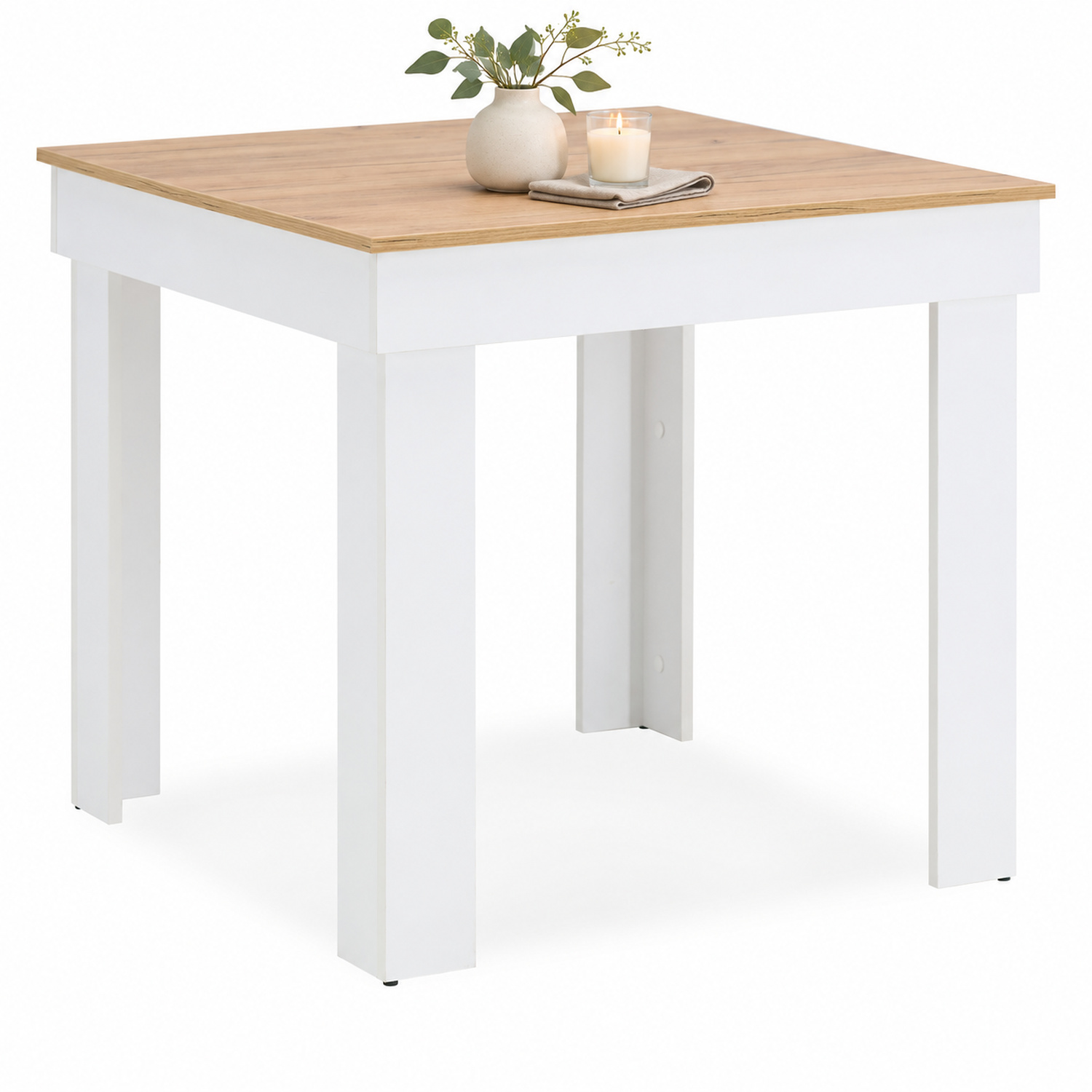 Esstisch Esszimmertisch Weiß 80x80 / 90x60 cm Holztisch Küchentisch Holz Eiche Tisch Massiv Wohnzimmertisch