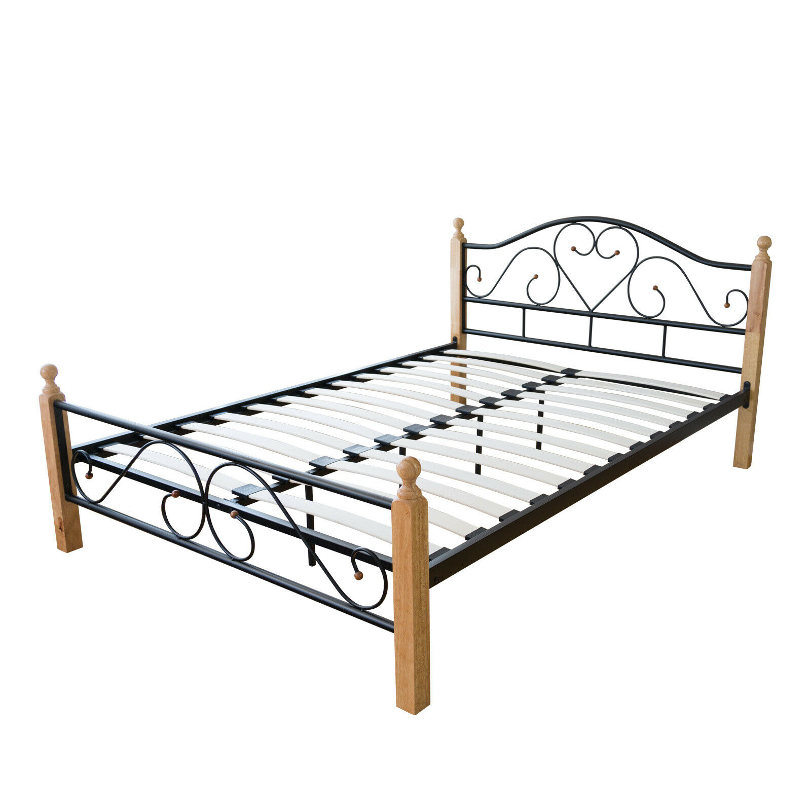 Metal Bed 160x200 Black Daybed Double Bed Youth Bed with Slatted Frame
