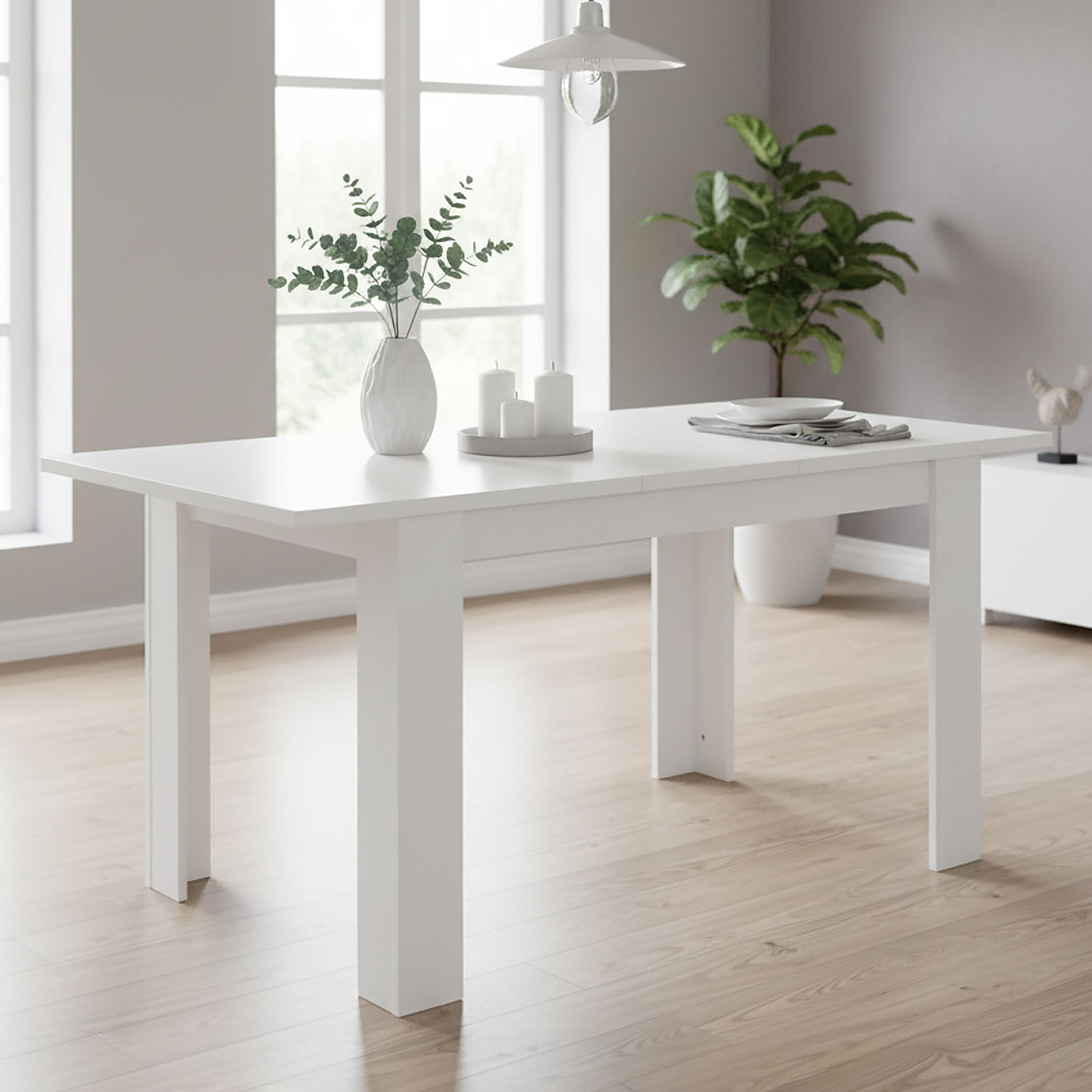 Modern Dining Table Kitchen Table Wooden Table 120x80 cm White 6 Seater Extendable