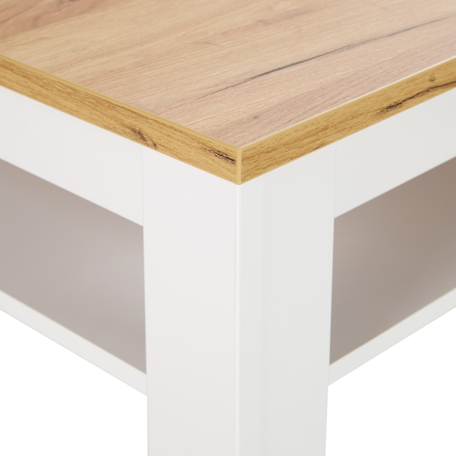 Coffee Table 110x70 cm Living Room Table Country Style Storage Wooden White Table Oak
