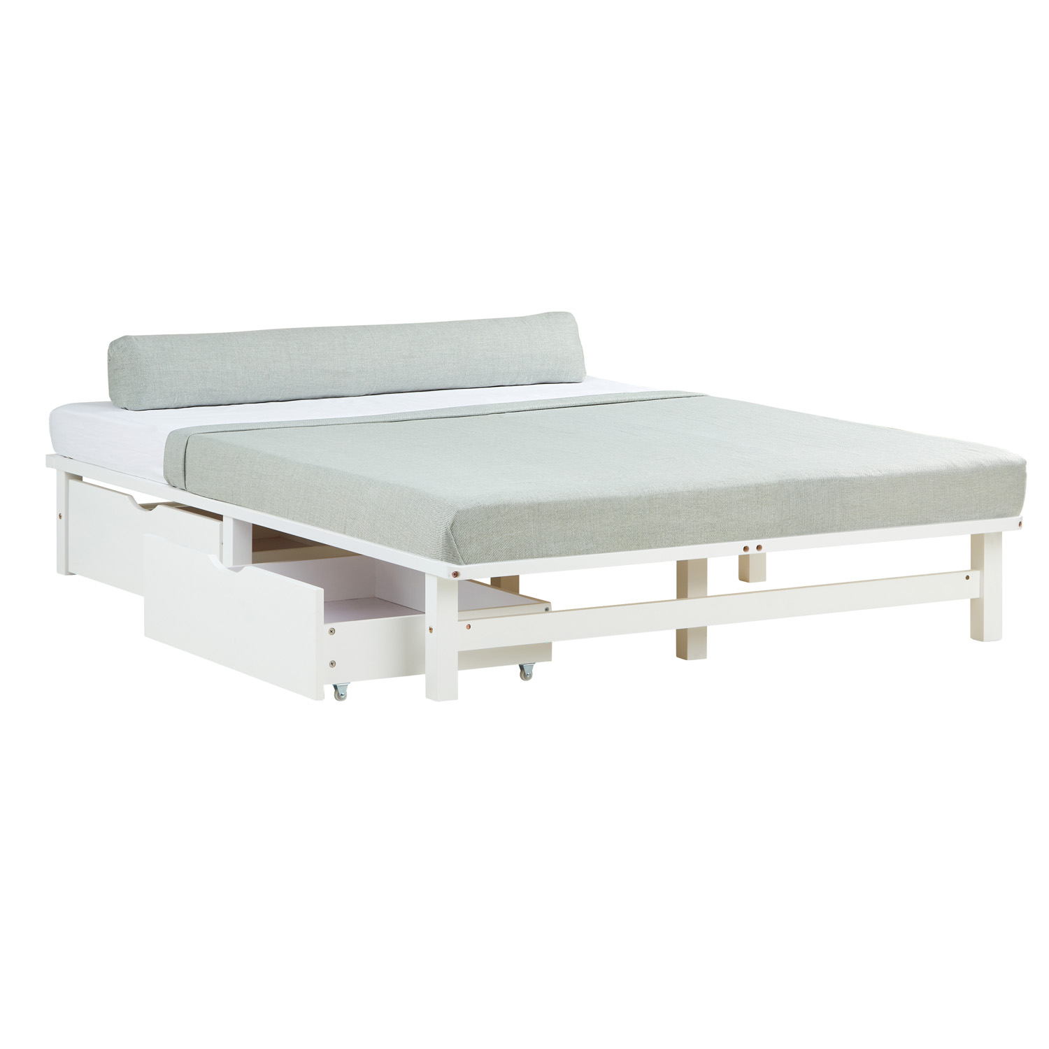 Single bed Double bed 90 100 140 x200 cm with Bed Drawer Set of 2 Wooden bed Bed frame Natural White Grey Pallet bed Mattress