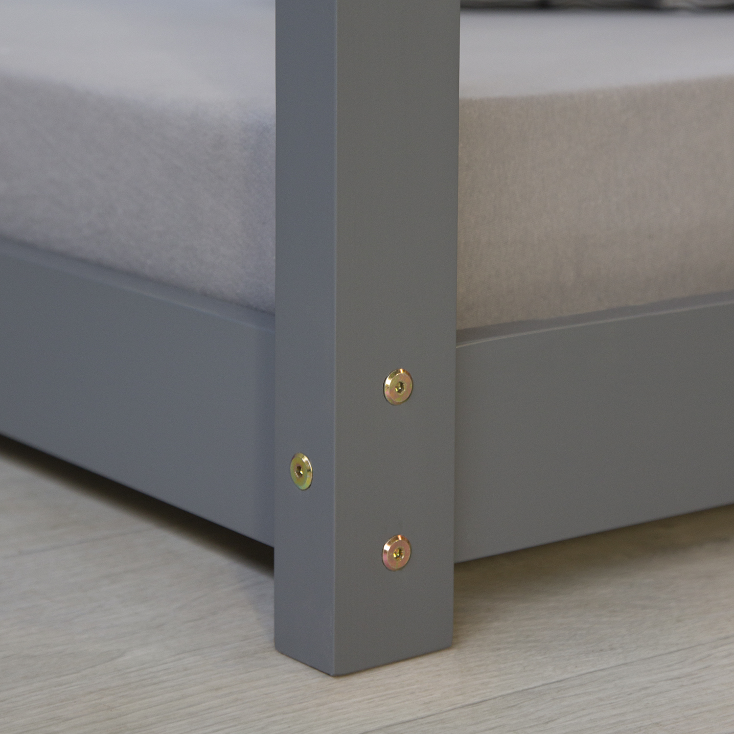 Children's Bed 90x200 cm Gray | House Bed | Single Bed | with Slatted Frame | Wood | Floor Bed