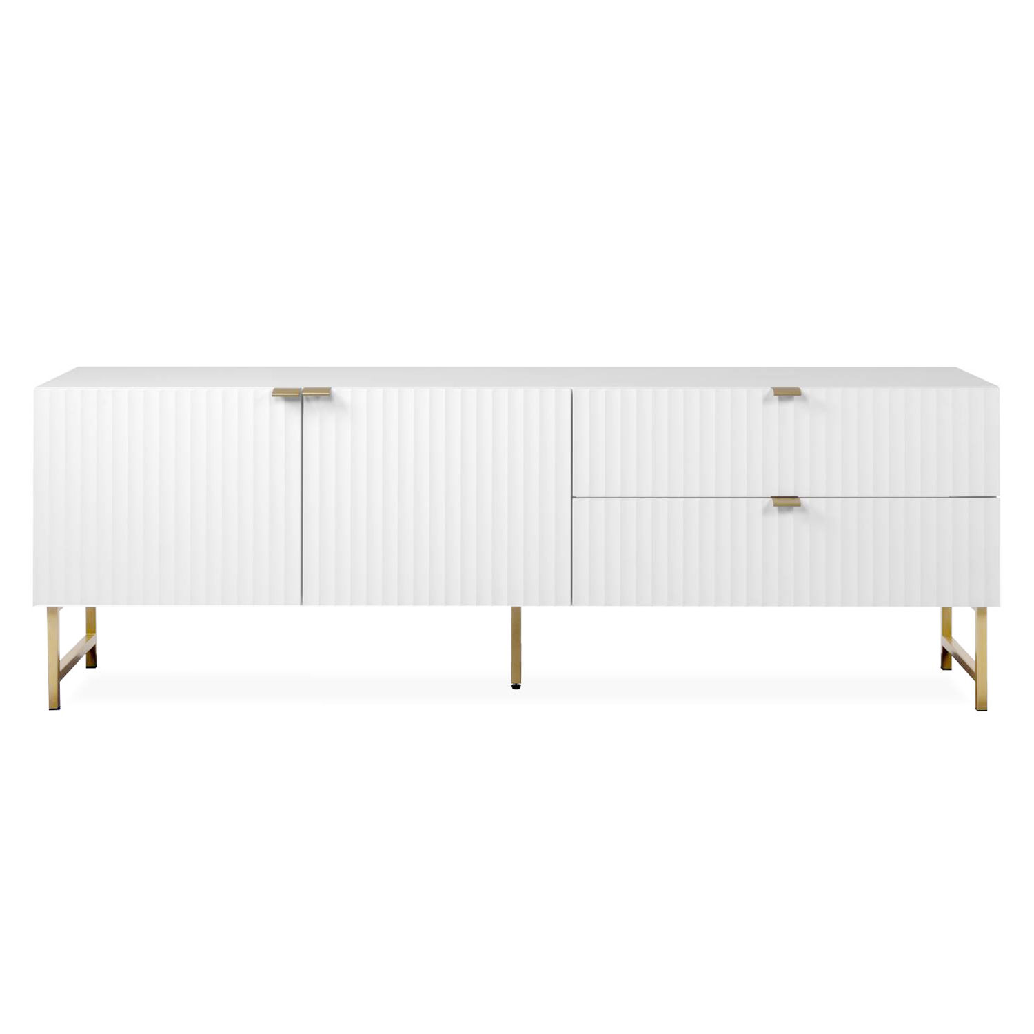 TV Board White TV Cabinet with drawers TV Stand Sideboard Storage Wood Media Unit