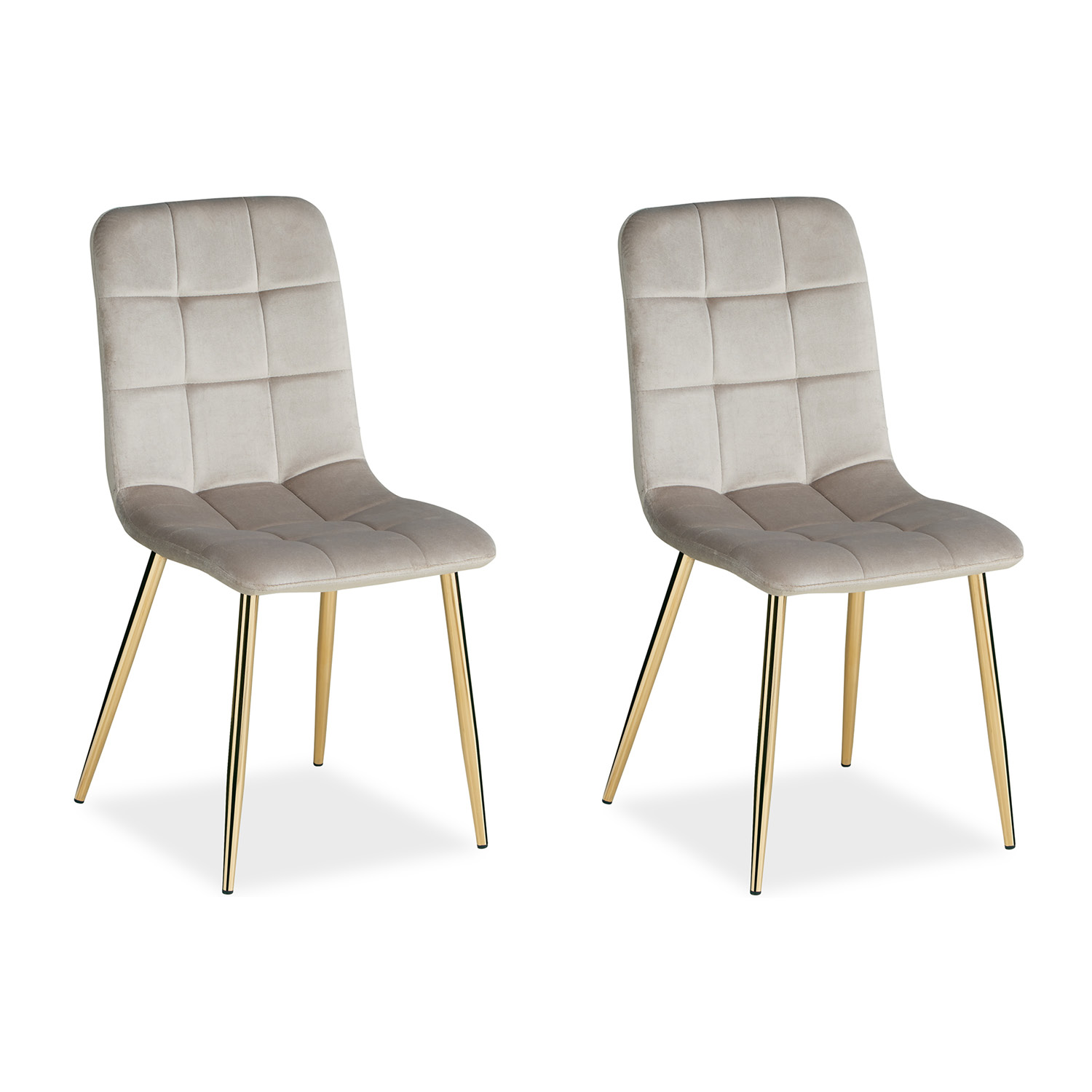 Upholstered Chair Velvet Cream | Set of 2 | golden Legs | without Armrests | Kitchen Dining Room Office