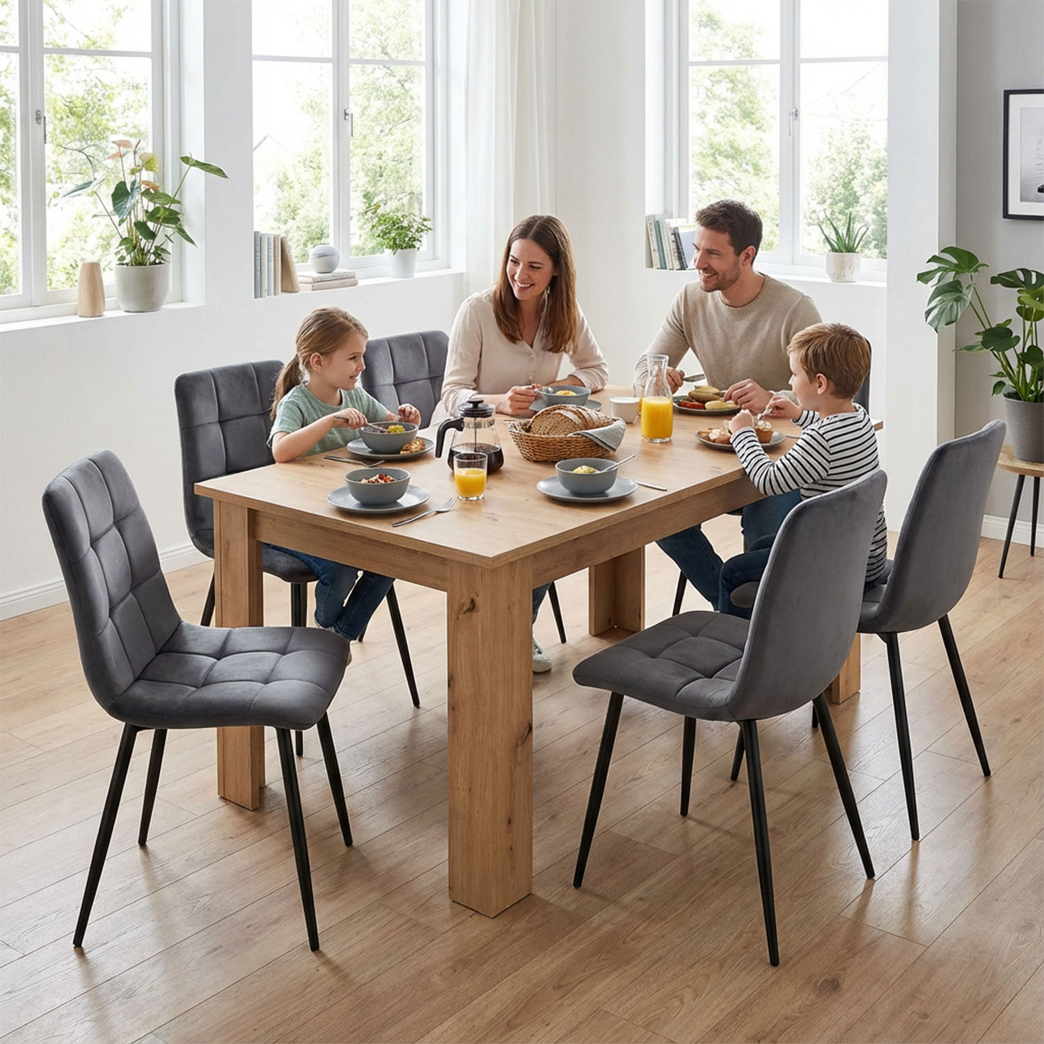 Modern Dining Table Kitchen Table Wooden Table 120x80 cm Artisan Oak 6 Seater Extendable