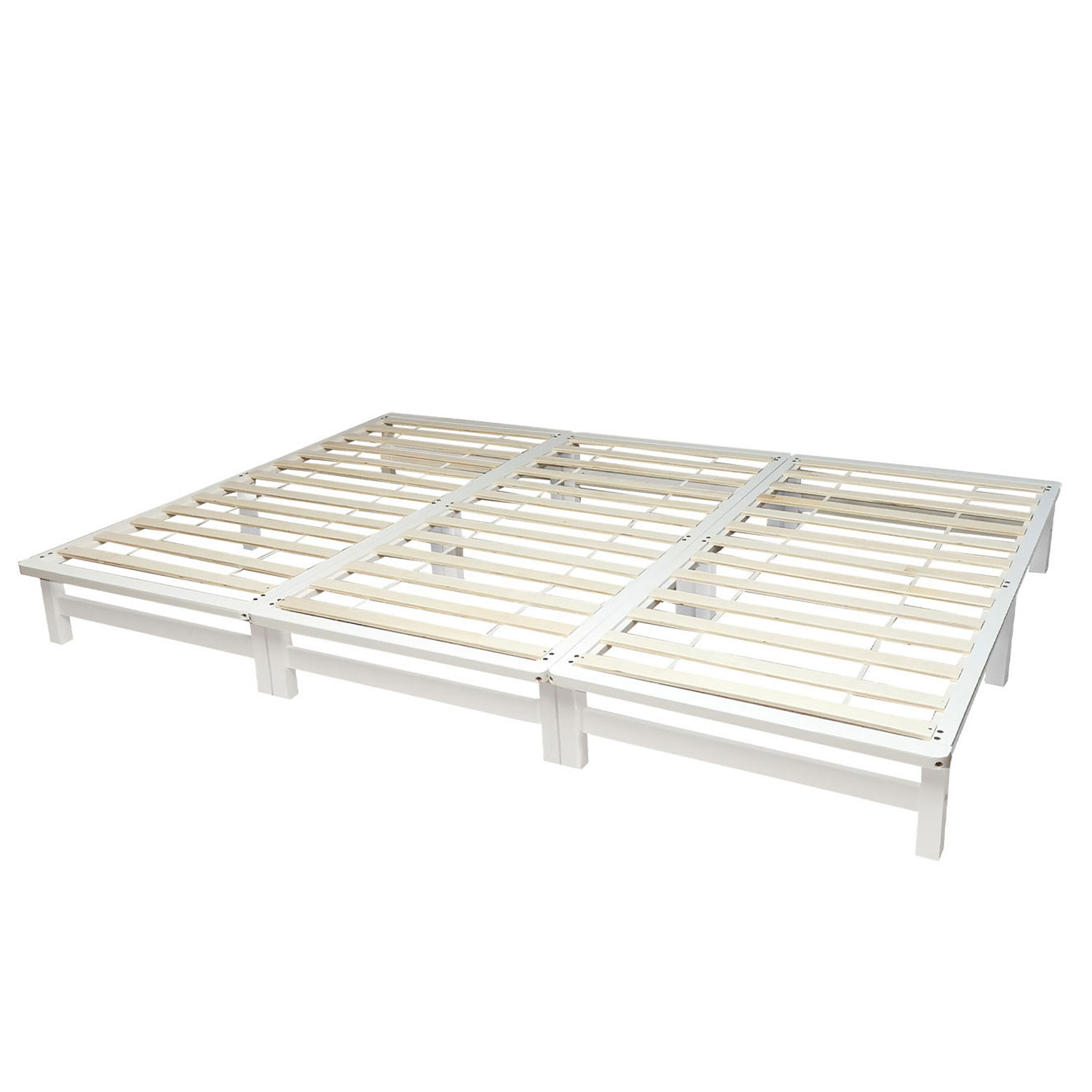 Family bed wooden bed 270x200 cm Natural White Grey pallet bed Solid Frame Futon bed