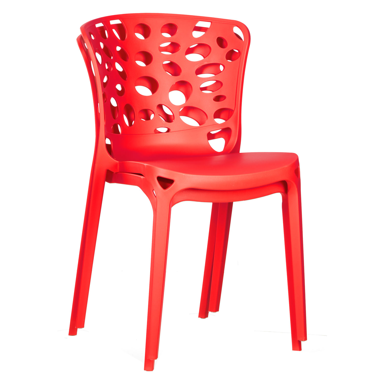 Garden chair Set of 2 Modern Red Camping chairs Outdoor chairs Plastic Stacking chairs Kitchen chairs