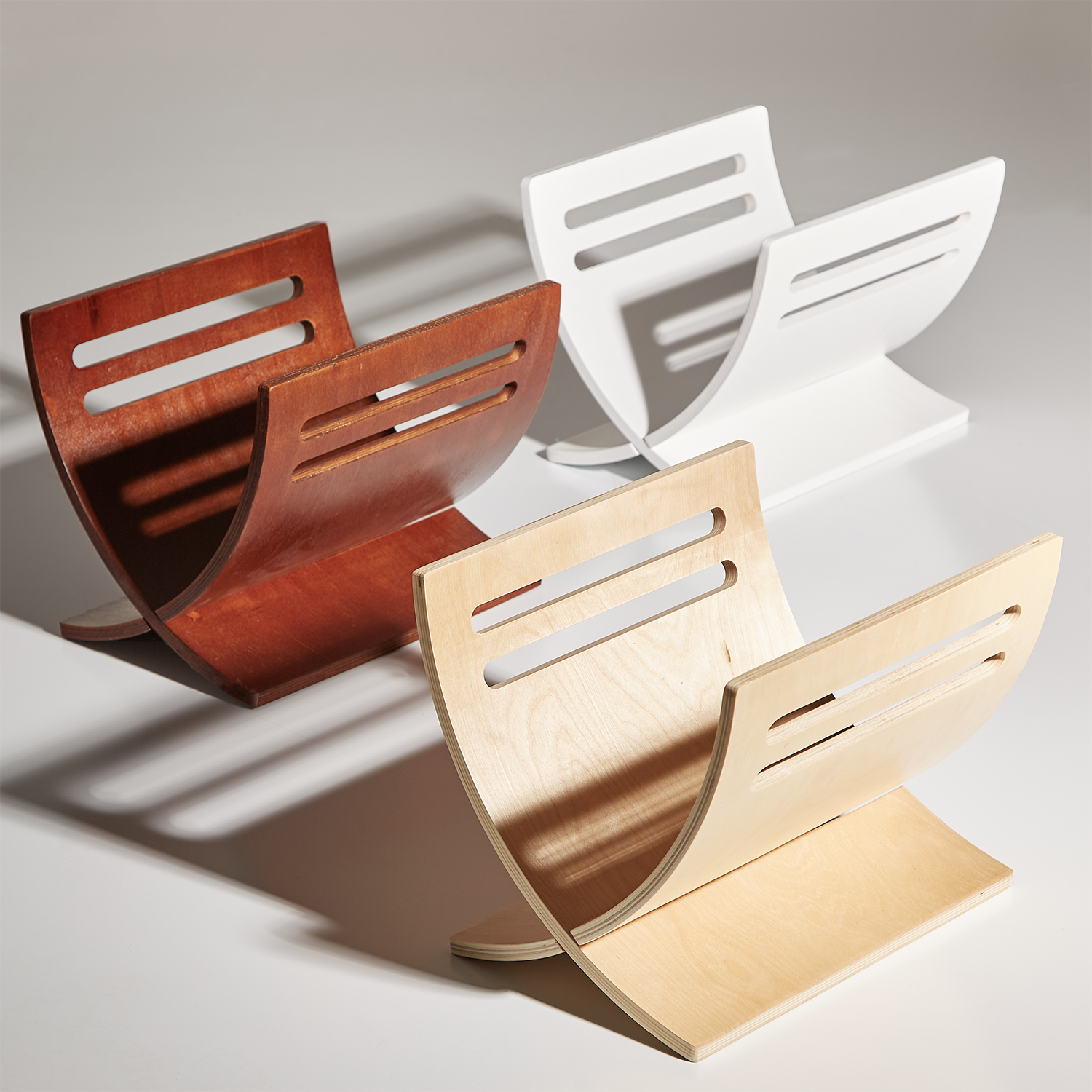 Newspaper Rack White Natural Brown Magazine Holder