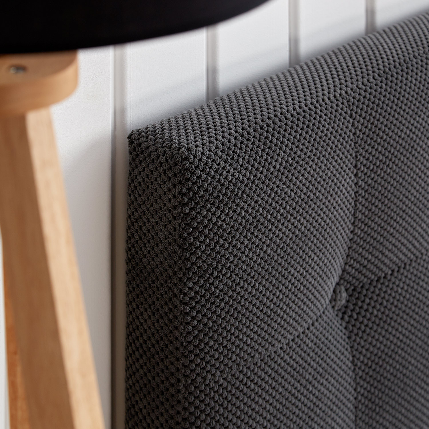 Small Double Bed 140x200 cm with Mattress Anthracite Velvet Upholstered Bed with Slatted Frame Fabric Bed Frame Grey