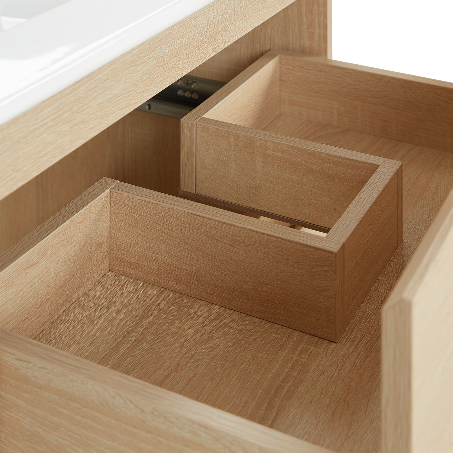 Bathroom cabinet 60 cm Natural Wood Oak Storage Vanity unit Bathroom furniture Sink unit Washroom wall cabinet