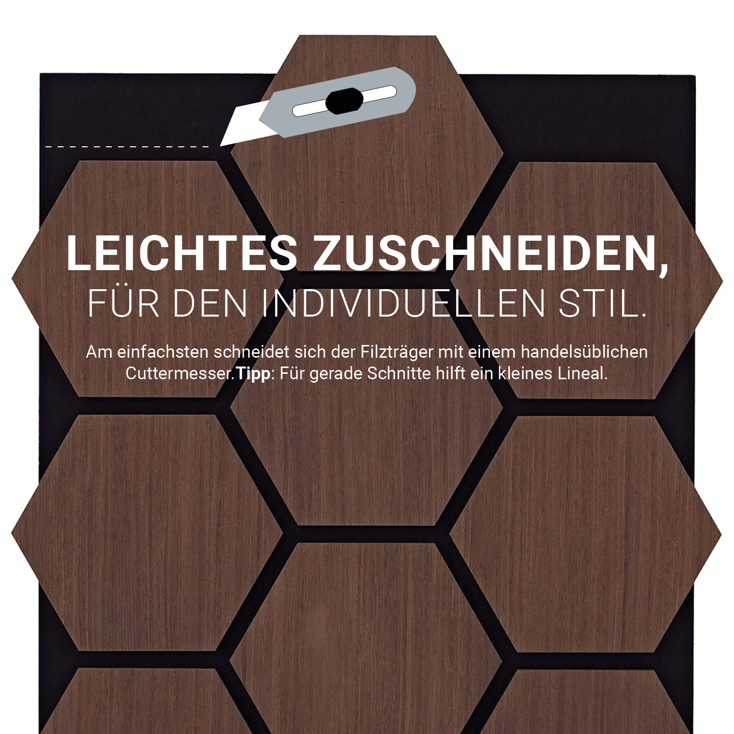 Acoustic Panels Wall Panels Hexagon Honeycomb 76 x 62 cm Brown Walnut | Wood | 8-piece Set | 3D
