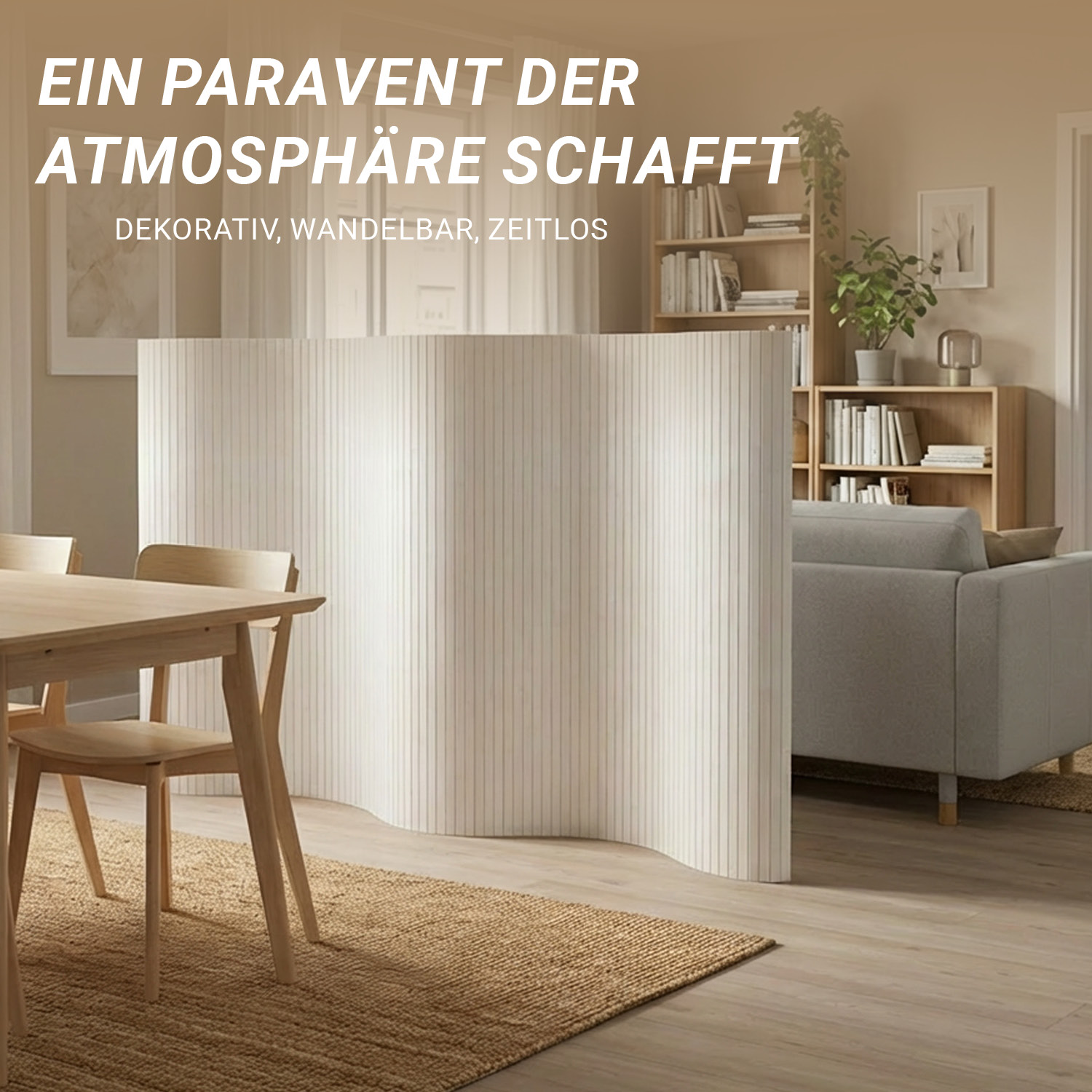 Paravent Bamboo Height 145 cm White | Room Divider | Partition Privacy Screen