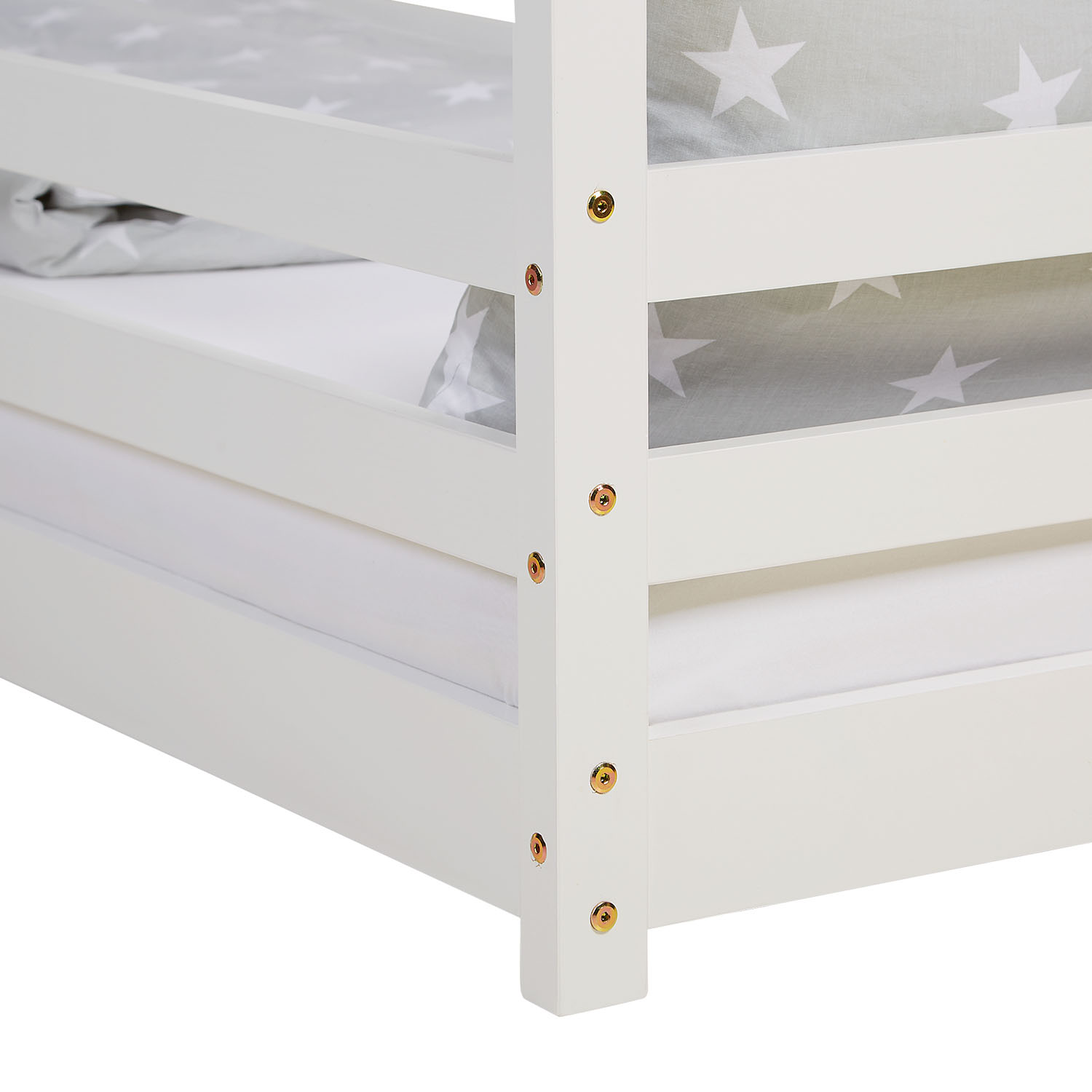 Children's Bed 90x200 cm White | House Bed with Fall Protection | Montessori | Single Bed | with Slatted Frame | Wood