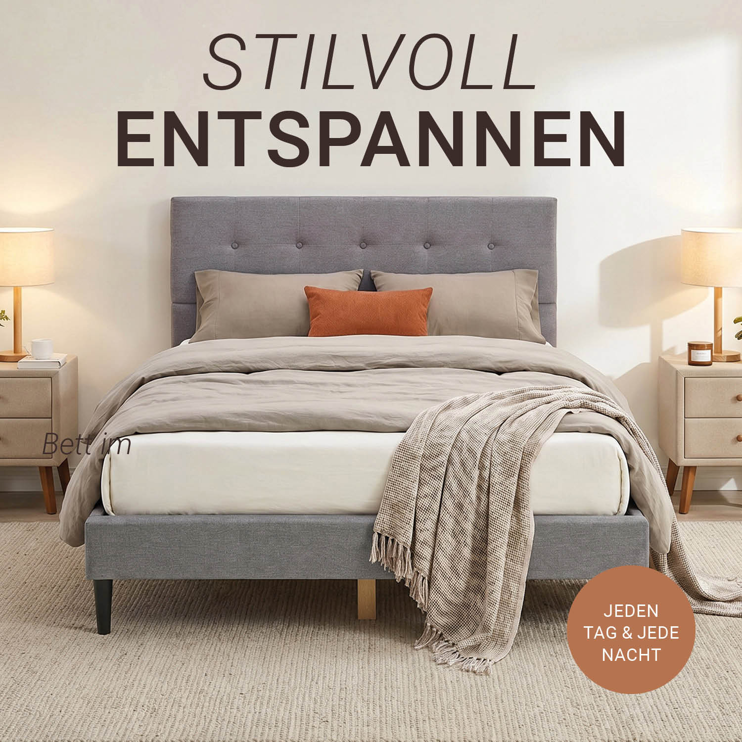Upholstered bed 160x200 cm grey | with slatted frame | double fabric bed frame