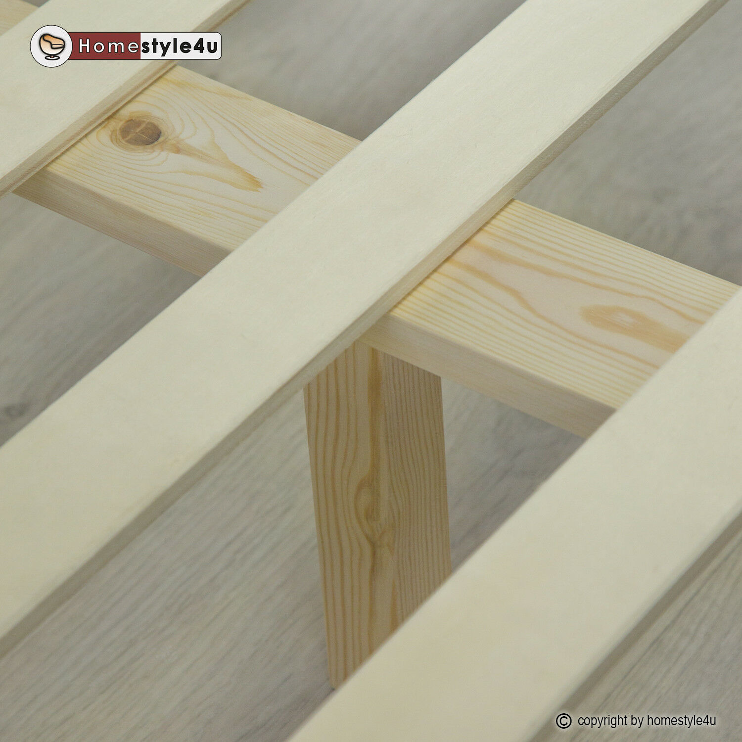 Wood Bed 160x200 cm Natural | Double Bed | with Slatted Frame | Solid | Kids Youth Guest Bedroom