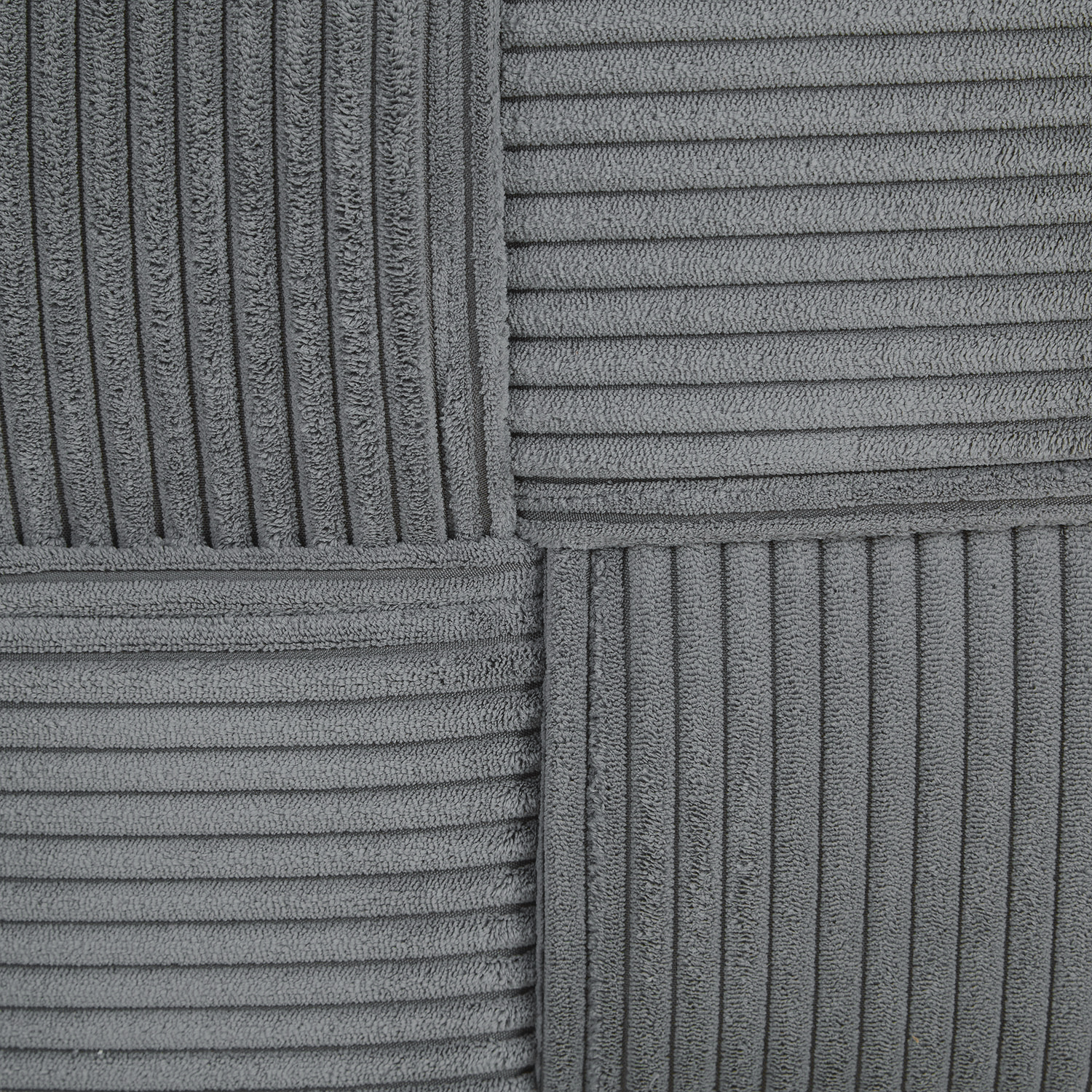 Footstool Pouffe Grey Cord Stool Small Footrest Upholstered Seater Cube Seat