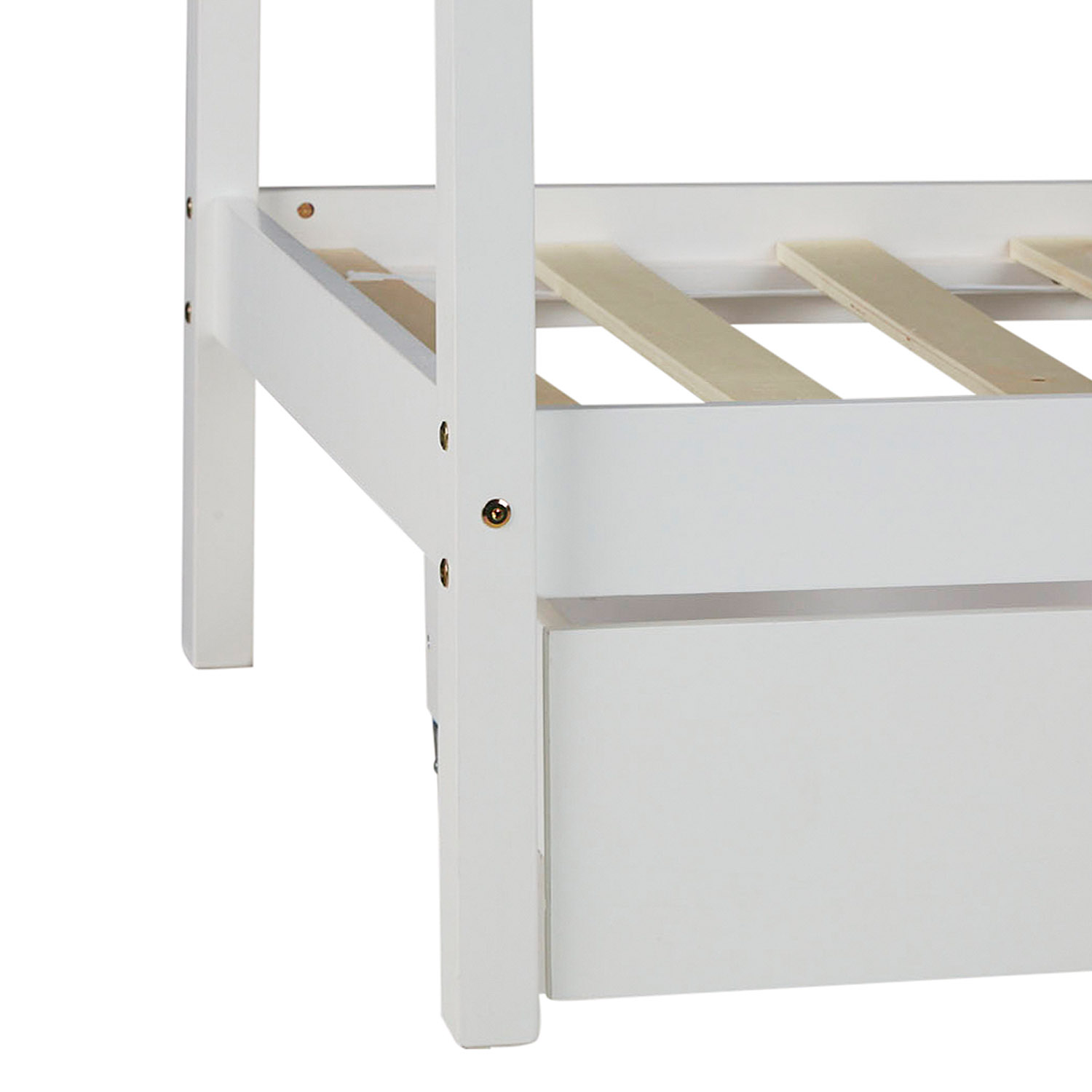 Cot Children's House White Grey Play Bed Wooden Bed 90 x 200 cm with Mattress Slatted Frame 