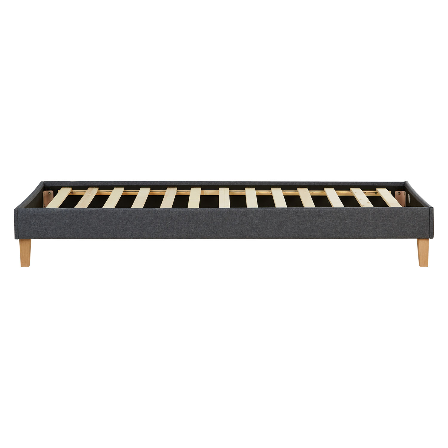 Upholstered bed 90x200 cm grey | futon bed | with slatted frame | single fabric bed frame
