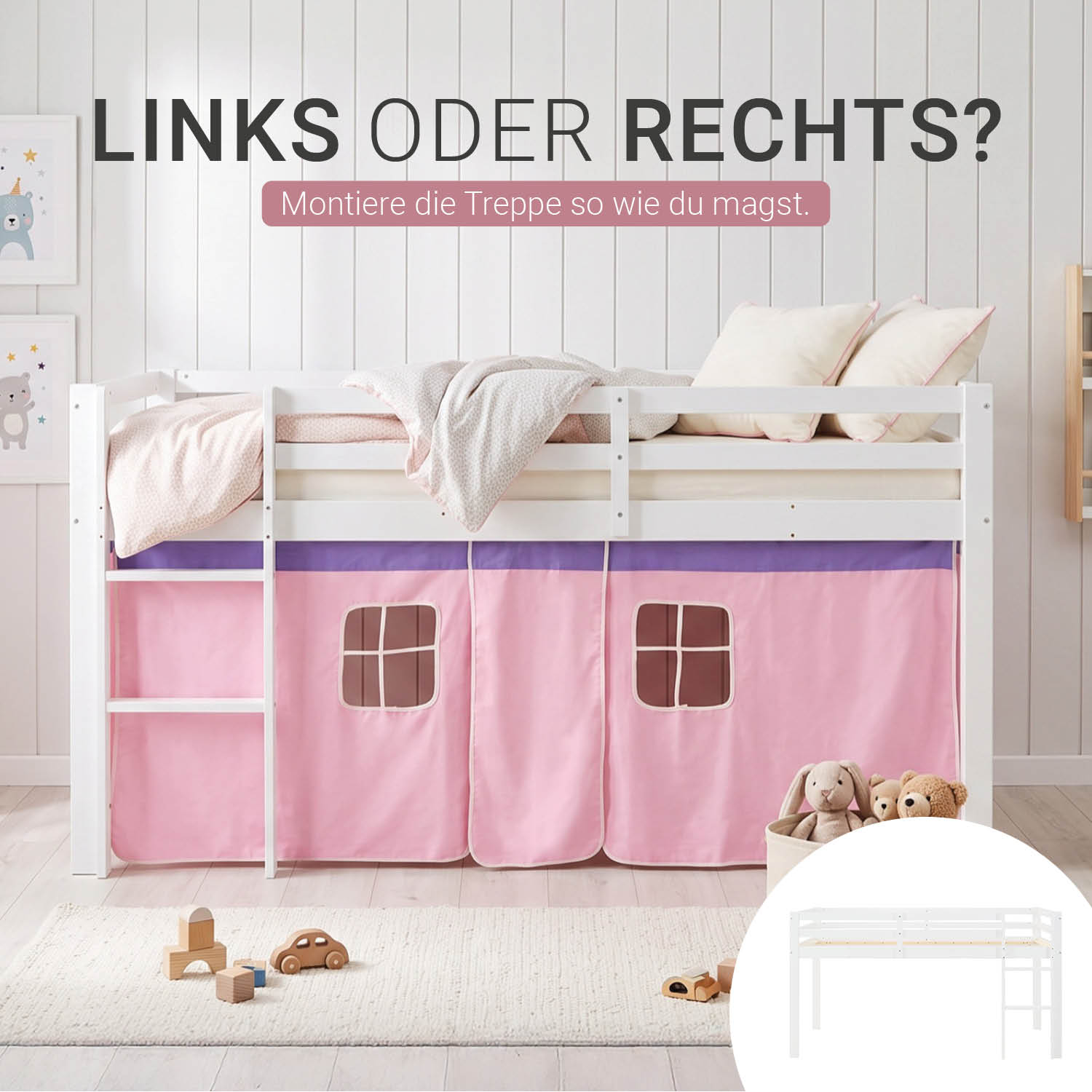 Childrens Bed Curtain Bunk Bed Cabin Bed Accessories Pink