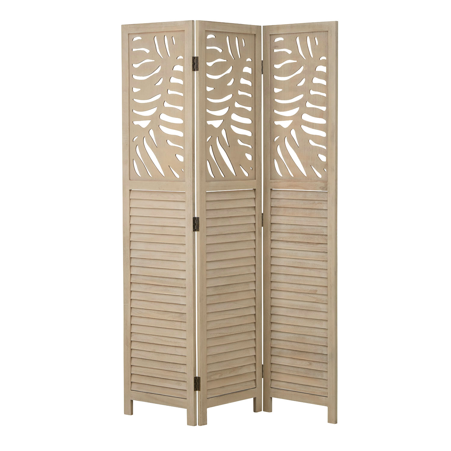 Room Divider Privacy Screen Paravent 3 Panel Foldable Wooden Screen Sand Beige