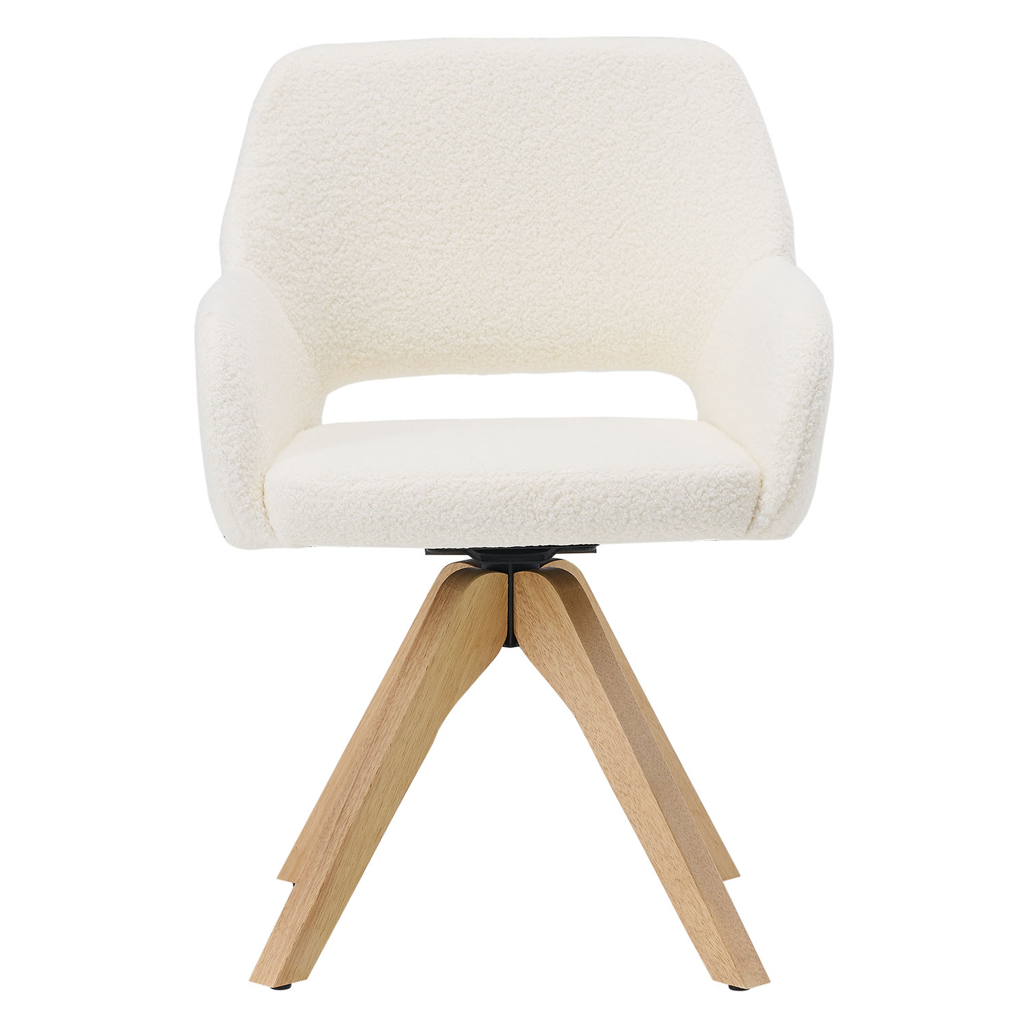 Upholstered Chair Teddy Fabric White | Set of 6 | swivel | with Armrests | Kitchen Dining Room Office