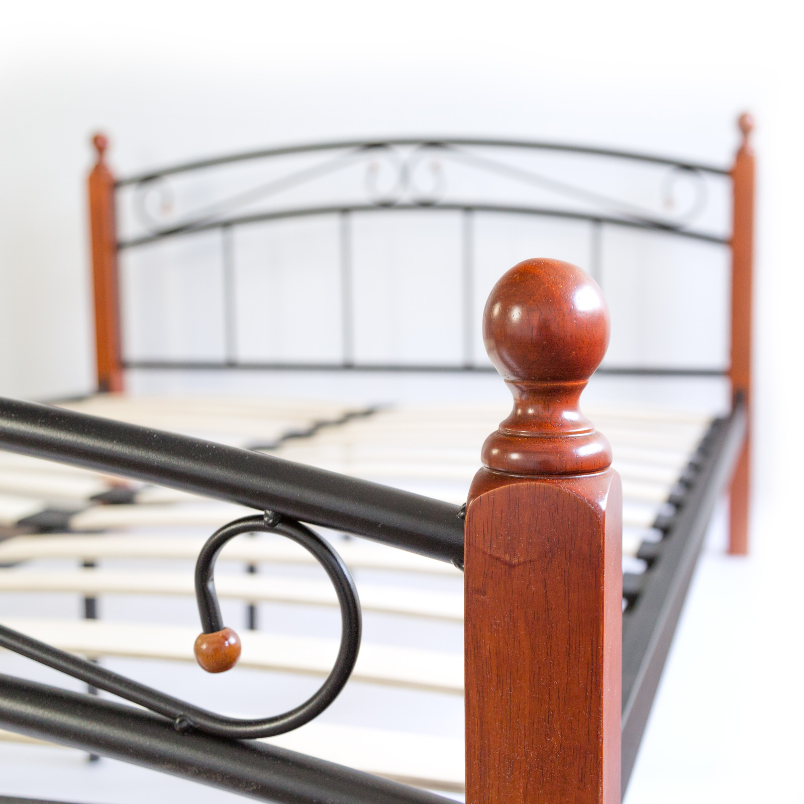 Metal bed 140 160 180 x 200 Bed frame with slatted frame Double Bed Wood Black Brown