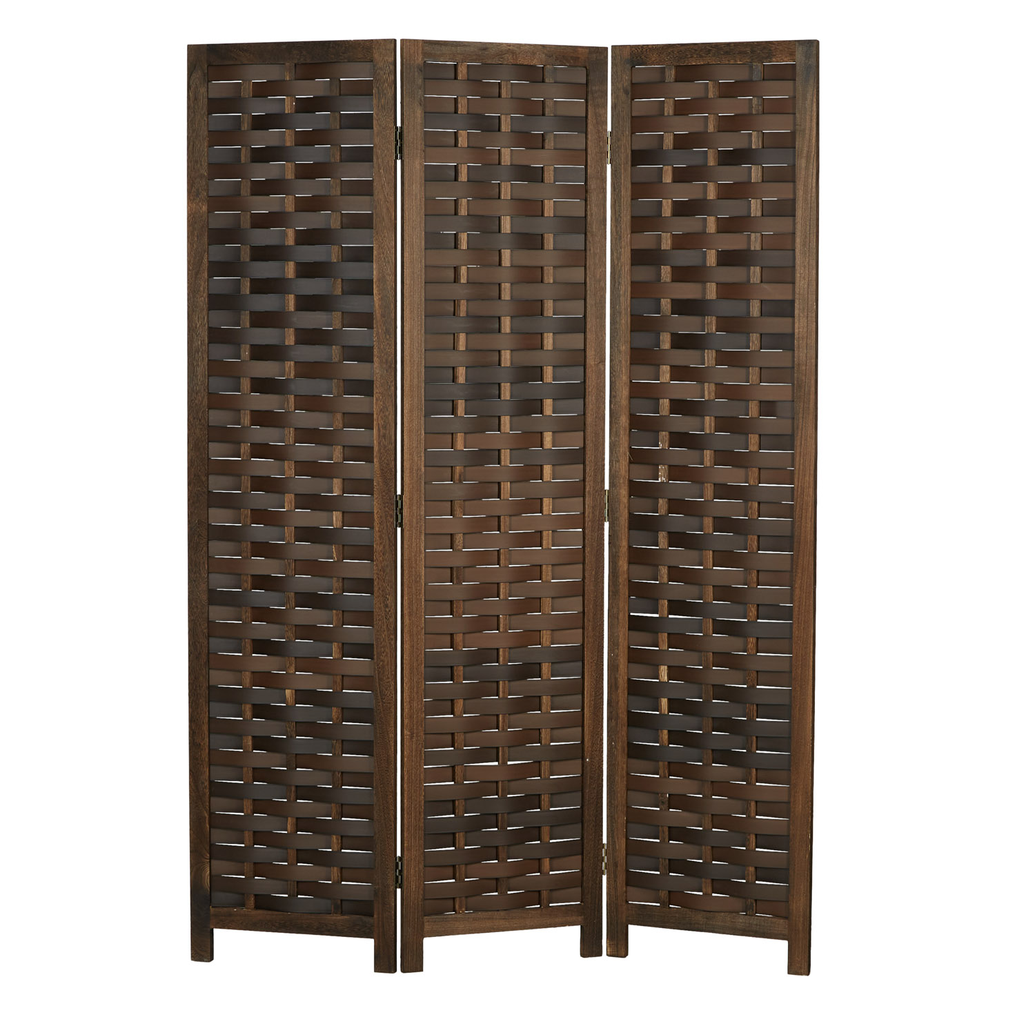 Paravent Brown Rattan-Style | 3-panel | Wood | Room Divider Partition Privacy Screen