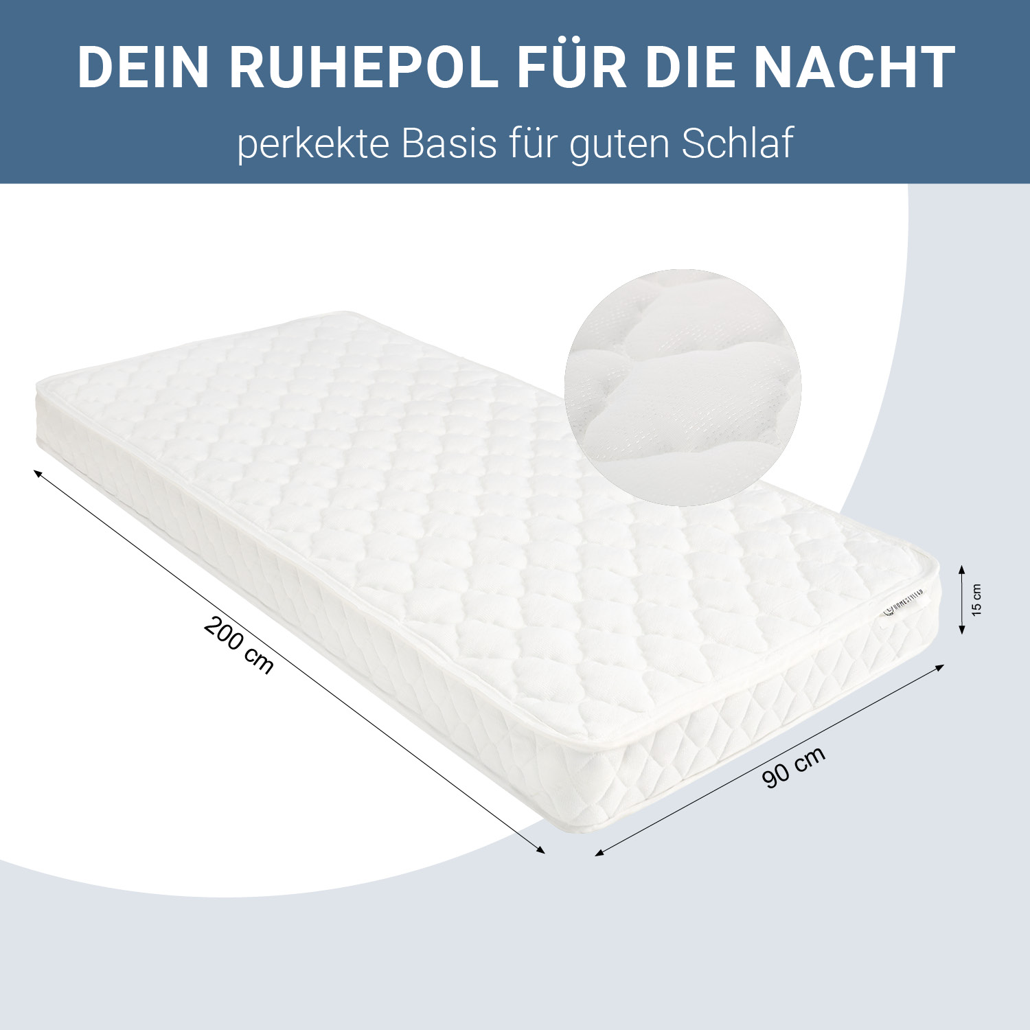 Wood Bed 180x200 cm Grey | Double Bed | with Spring Mattress | Solid | Youth Guest Bedroom