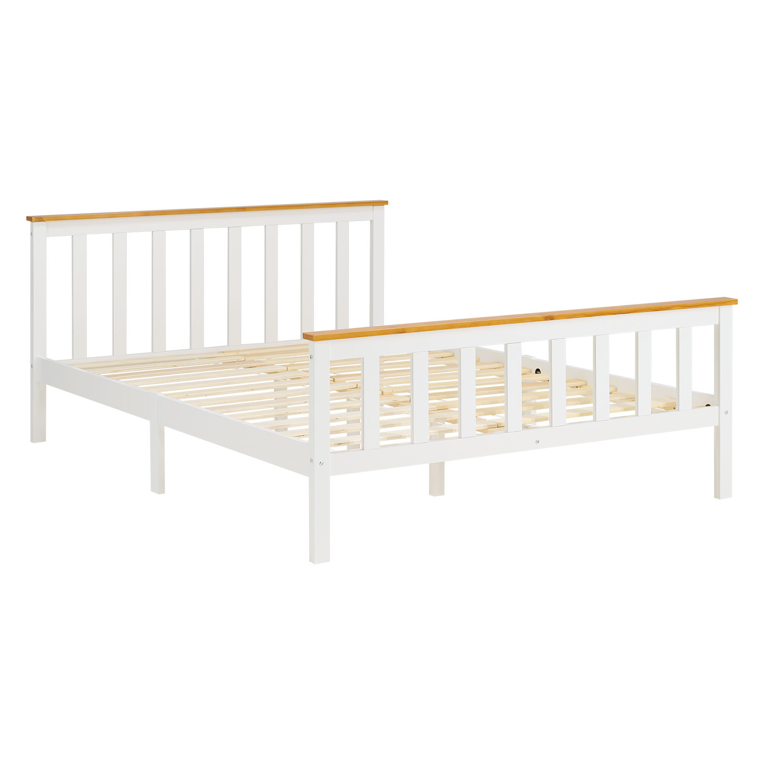 Wooden Bed 140x200 cm Natural White | Double Bed | With Slatted Base | Scandinavian Style | Children's, Teen, or Guest Bedroom