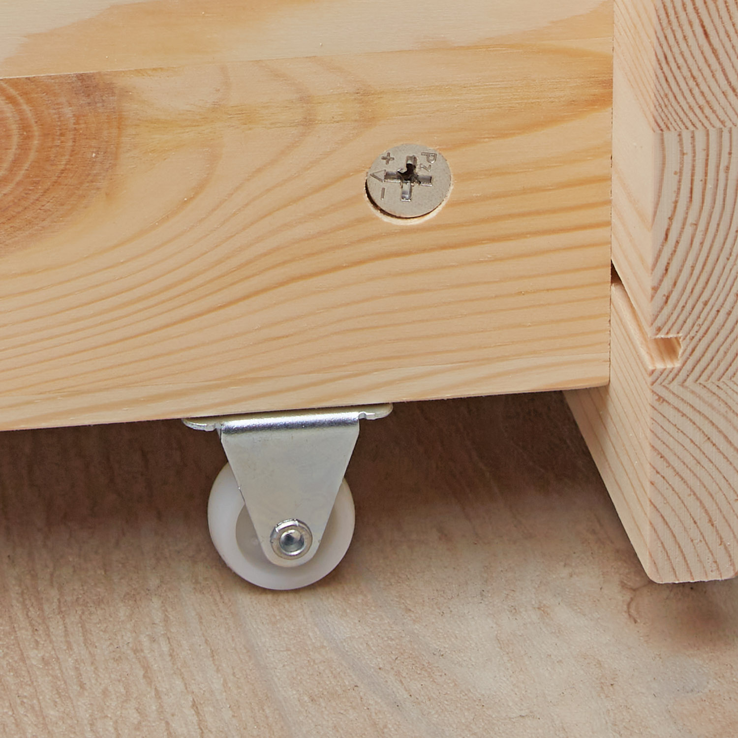 Bed Drawer Set of 2 Drawers Wood Storage with Rollers Pull-out Bed Box Natural White Grey