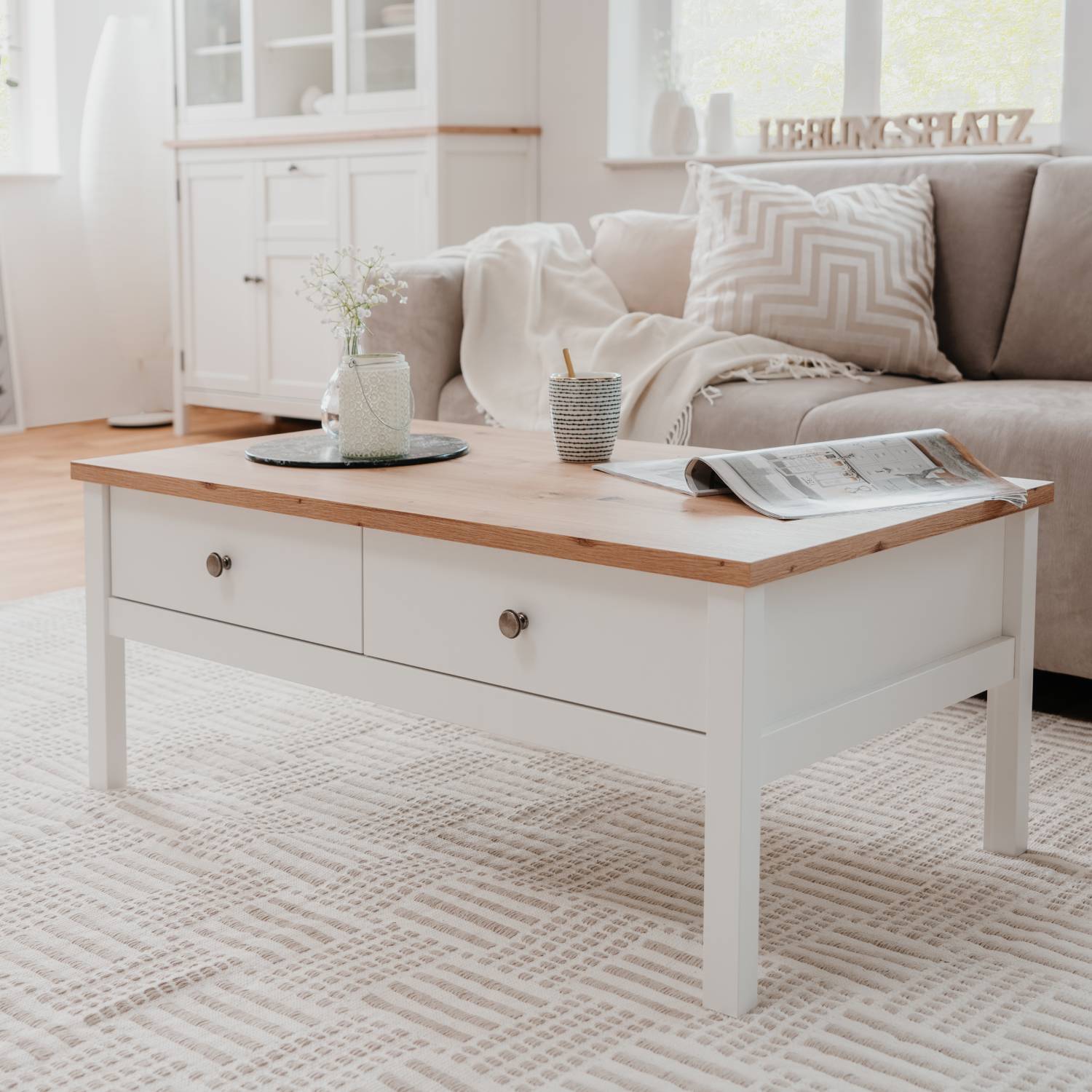 White coffee table living room discount