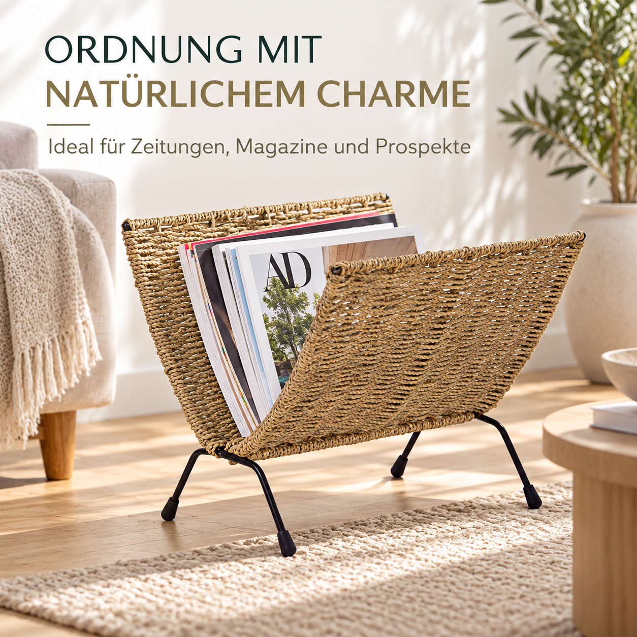 Newspaper stand magazine Holder Sea Grass