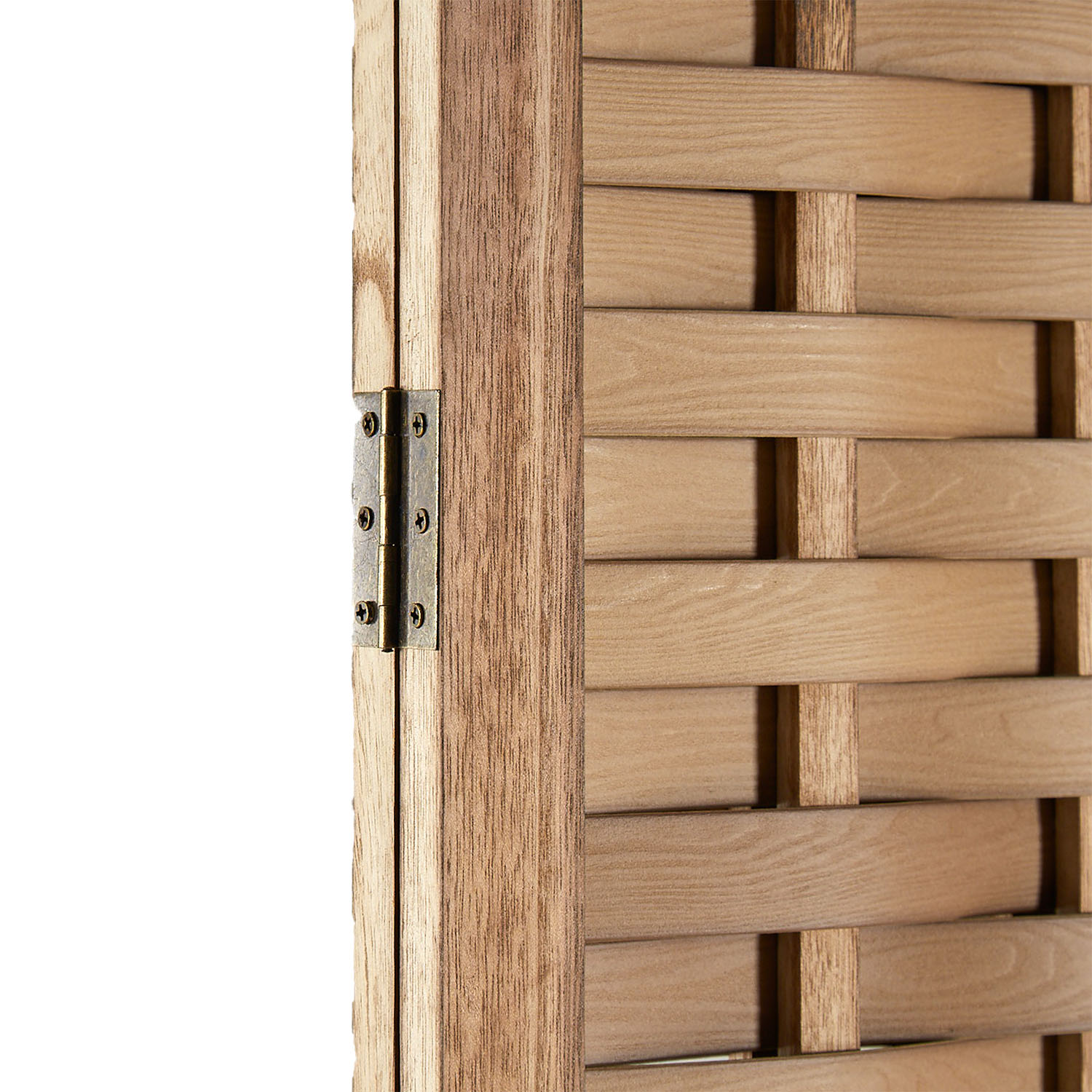 Paravent Light Brown Rattan-Style | 3-panel | Wood | Room Divider Partition Privacy Screen