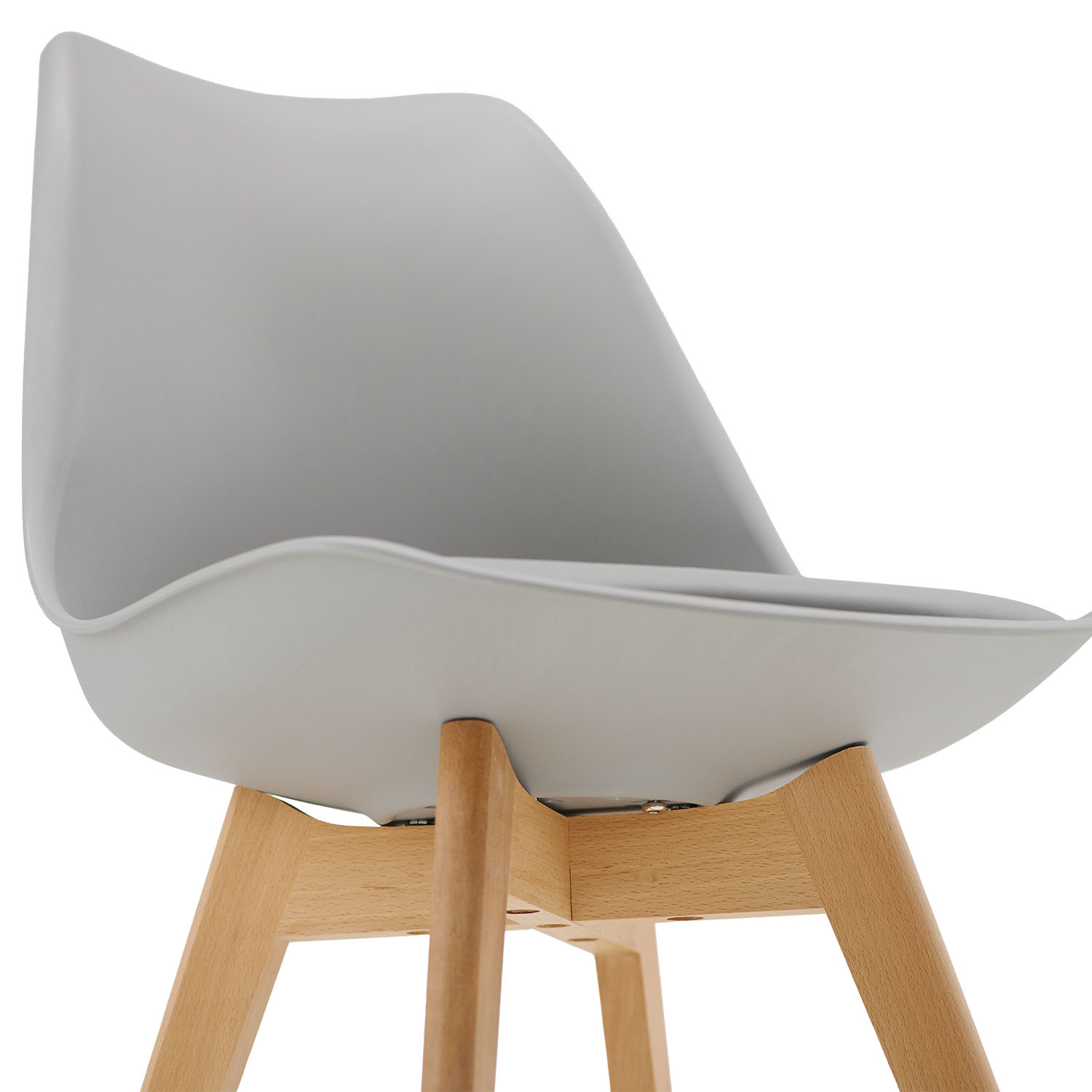 4 Grey Dining Chairs – Modern Plastic Design Chair with Wooden Legs | Set of 4 Contemporary Kitchen & Dining Chairs