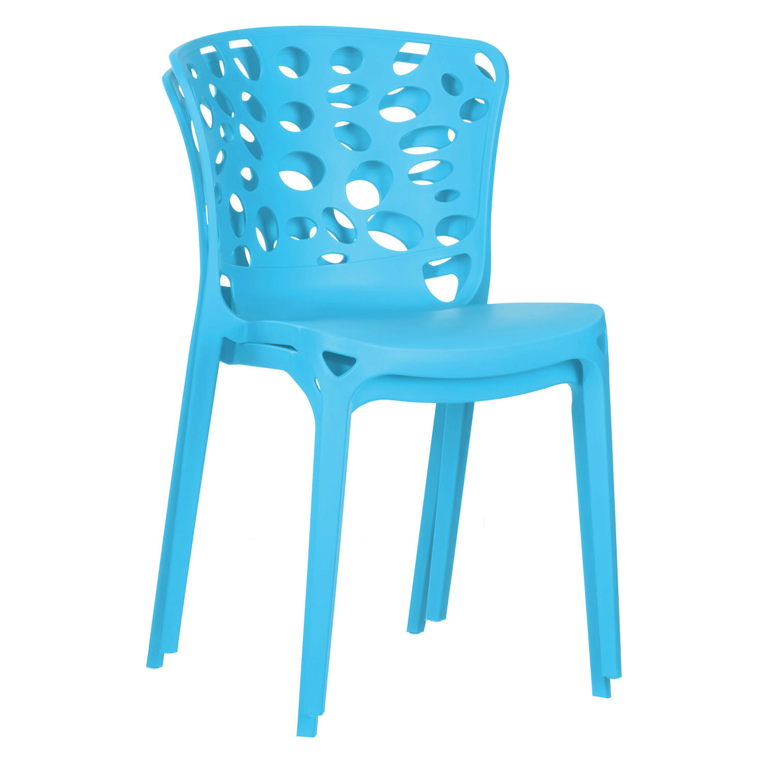 Gartenstuhl 2er Set Modern Blau Stühle Küchenstühle Kunststoff Stapelstühle Balkonstuhl Outdoor-Stuhl