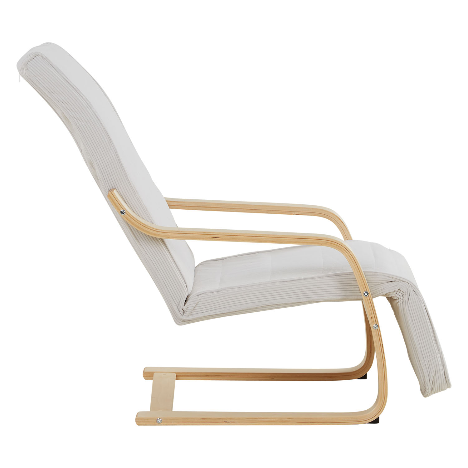 Relaxsessel Corduroy Grey | with Footrest | Natural Wood | Glider Rocking Chair Nursing Chair Recliner