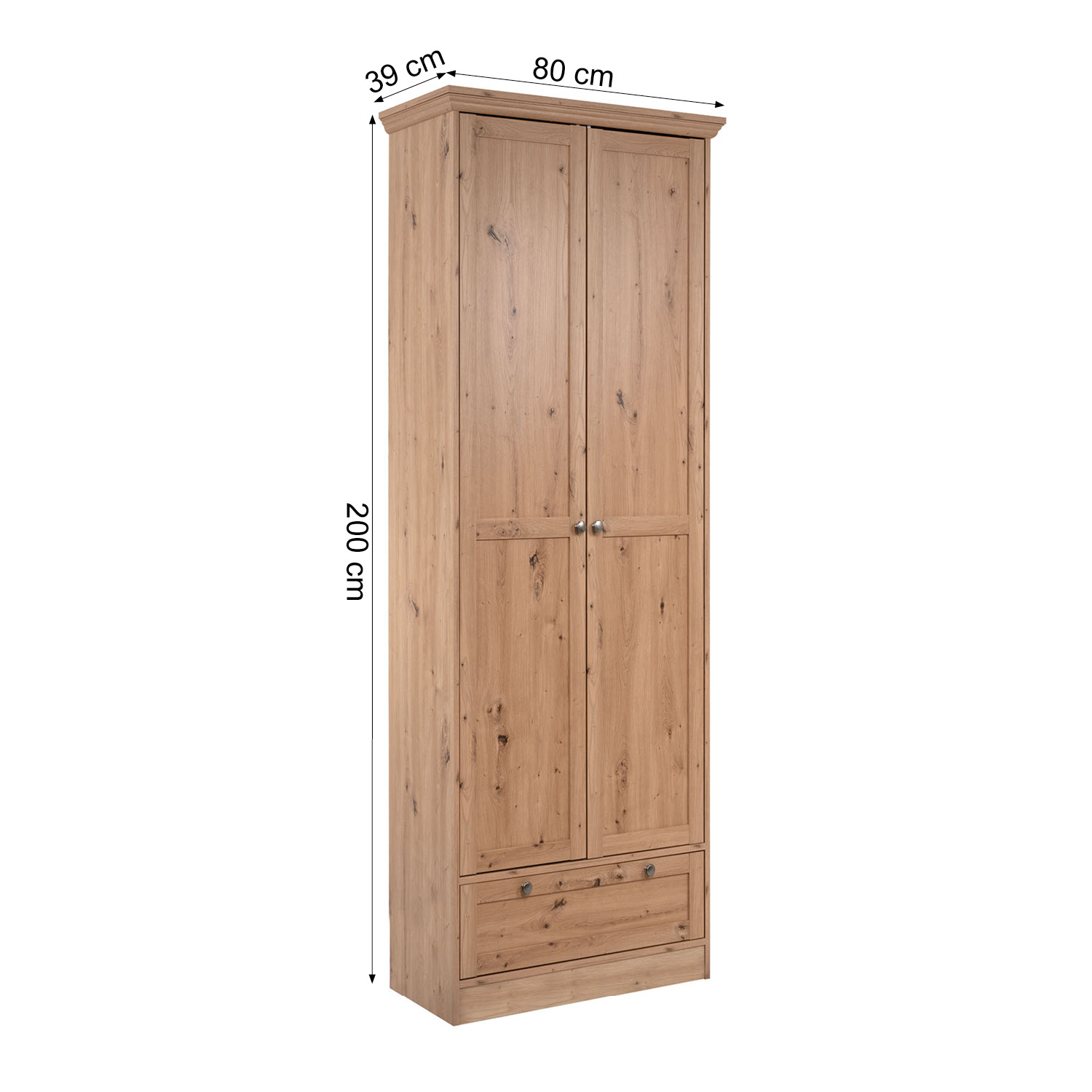 Wardrobe Clothes Cupboard Armoire Wood Oak Closet Bedroom Furniture Storage Drawer